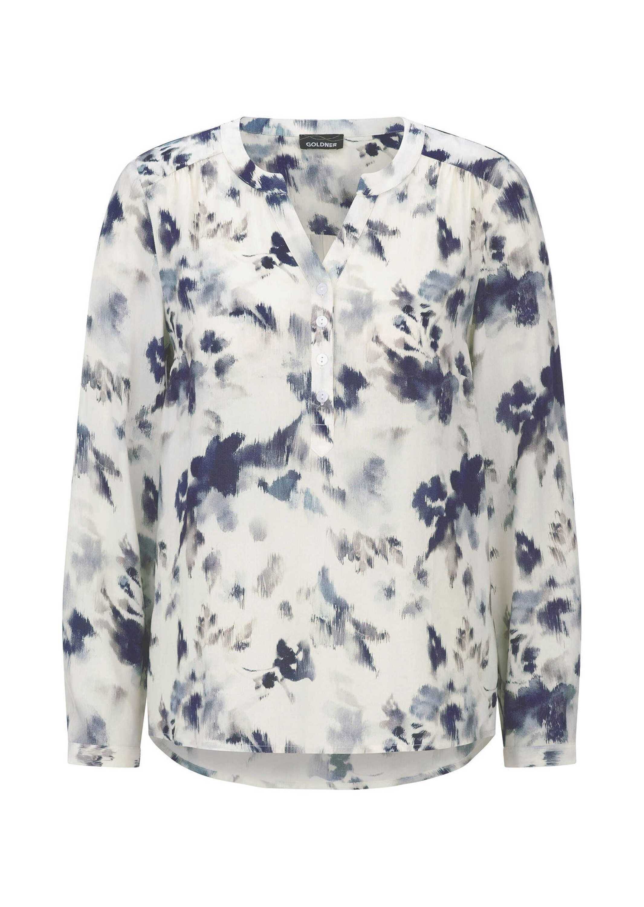 GOLDNER "Florale Druckbluse mit V-Ausschnitt" Unikat-Print
