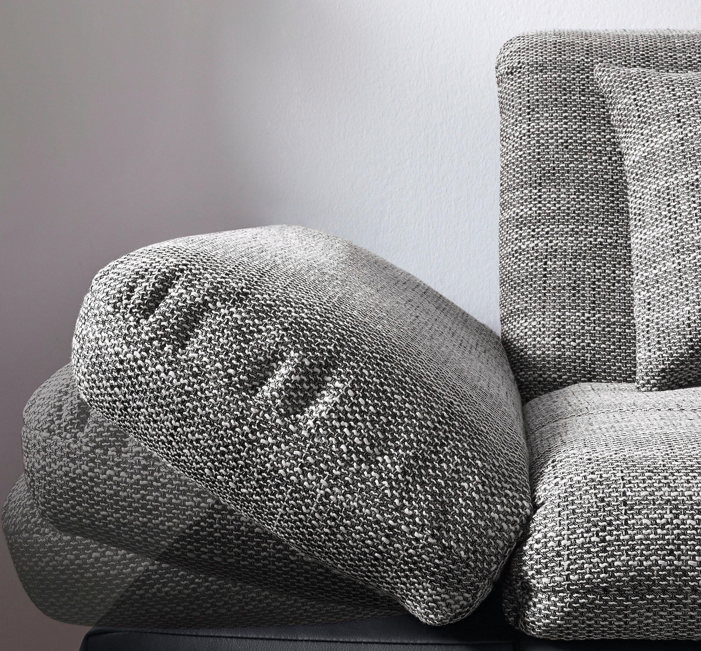 DOMO collection Ecksofa »Moric, L-Form, XXL-Sofa - Breite 300cm«, wahlweise mit Bettfunktion und Armteilverstellung, schwarz-weiß-grau