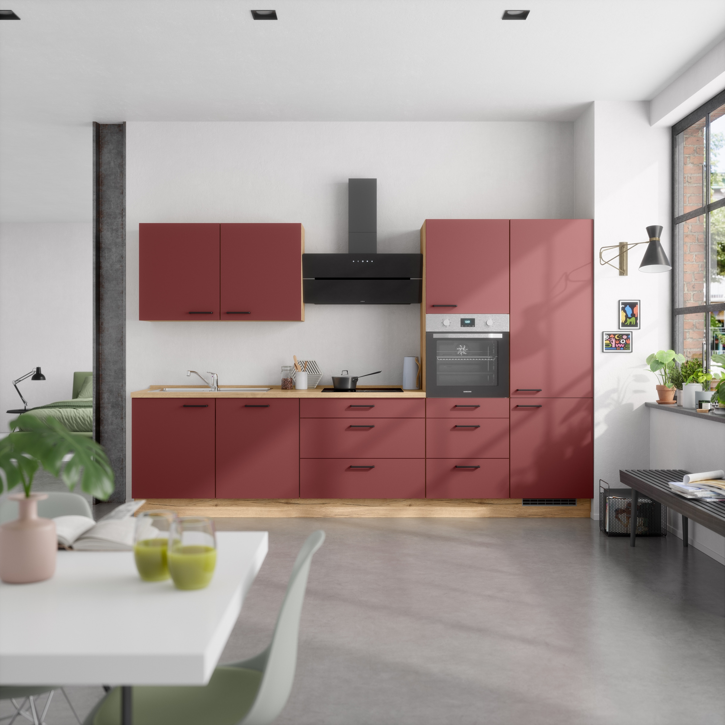 nobilia® Küchenzeile »"Easytouch II"«, vormontiert, Ausrichtung wählbar, Breite 330 cm, wahlw. mit E-Geräten