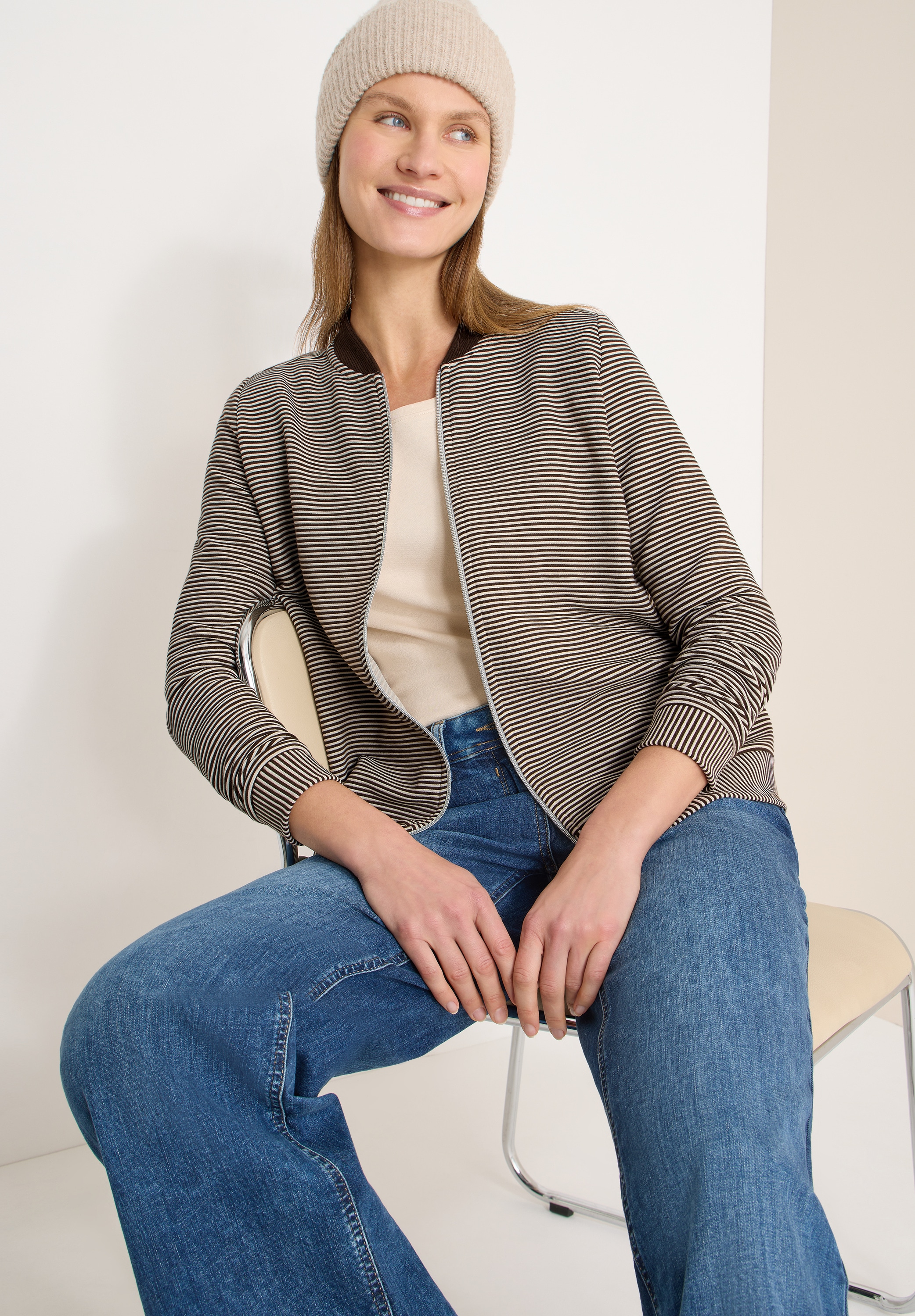 Cecil Sweatjacke mit Ottomanstruktur günstig online kaufen