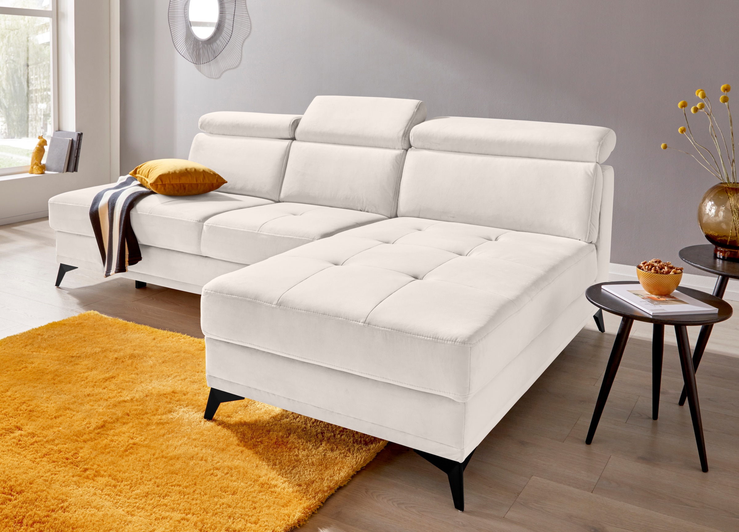 Home affaire Ecksofa »Cardiz L-Form« inkl.Kopfteilverstellung und Federkern wahlweise mit Bettfunktion