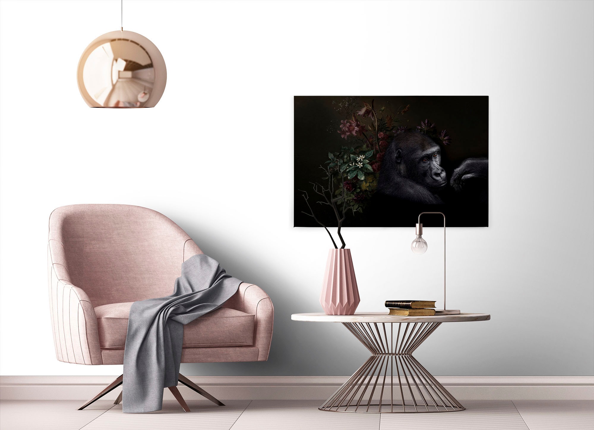 A.S. Création Leinwandbild »wildlife 3«, Kunst-Tiere-Kinder, (1 St.), Keilrahmen Bild Blumen Floral Schwarz Leinwand-Bild Wohnzimmer modern