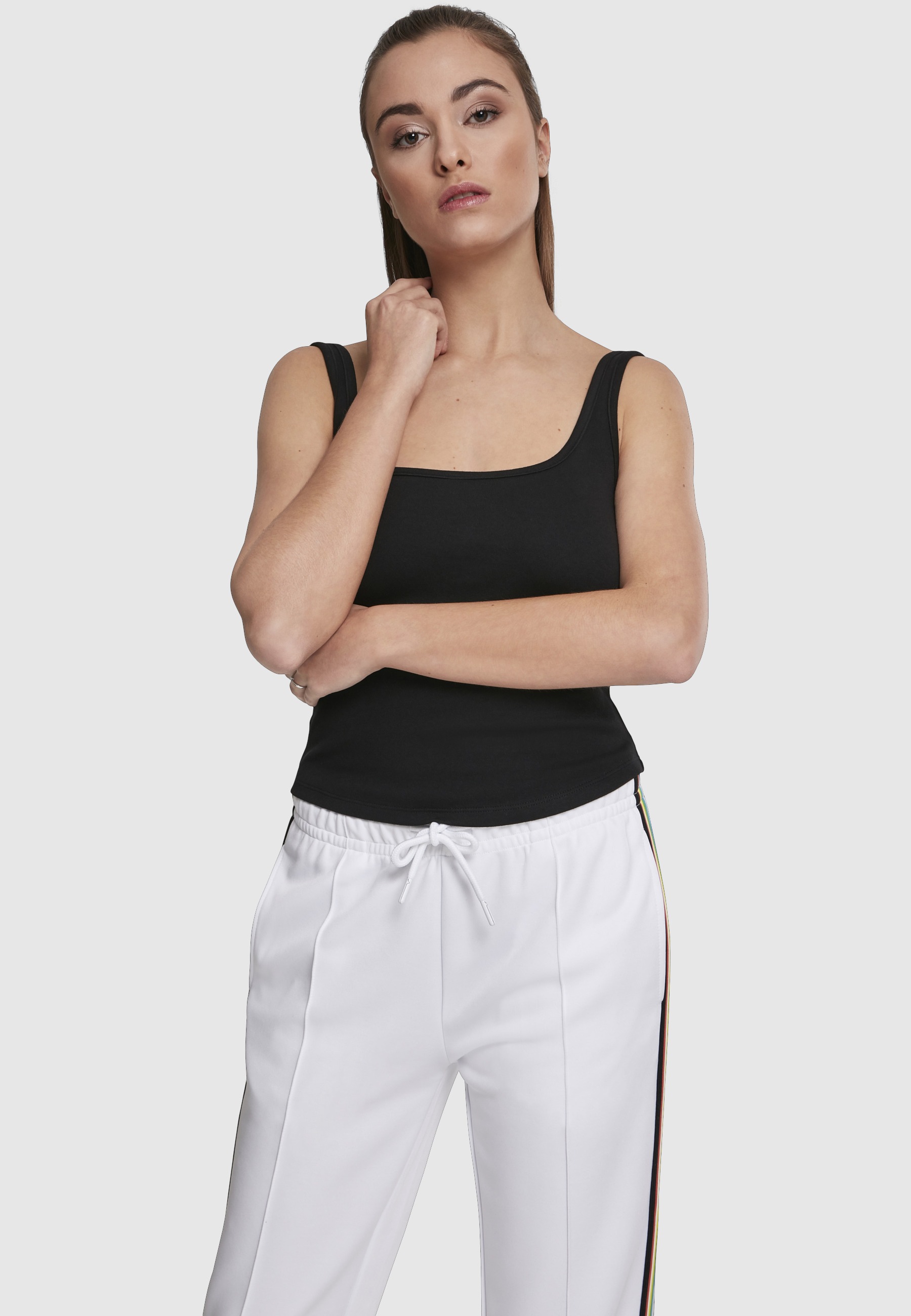 URBAN CLASSICS Tanktop »Urban Classics Damen Ladies Wide Neck Top« 1 Stk.