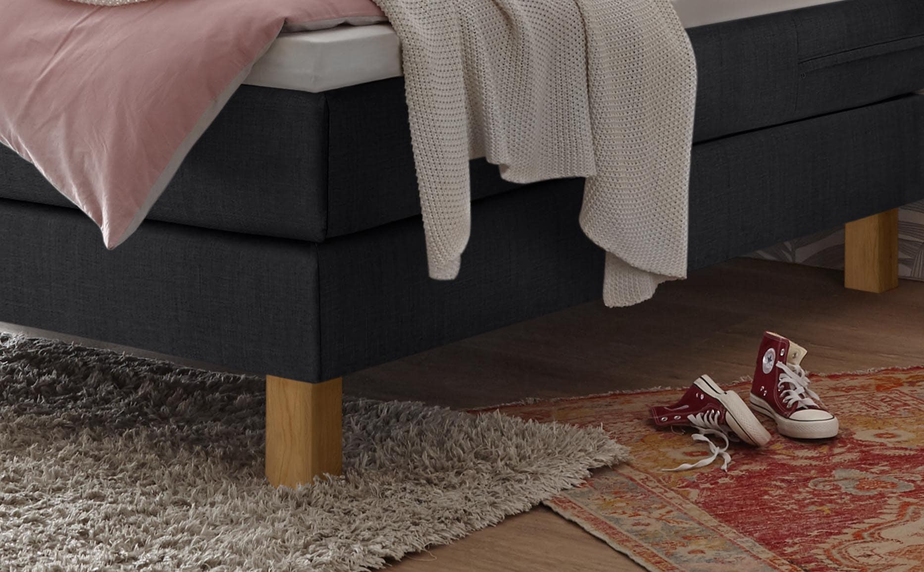 HASENA Boxspringbett »Isoba«, inkl. Topper, Füsse aus massiver Eiche