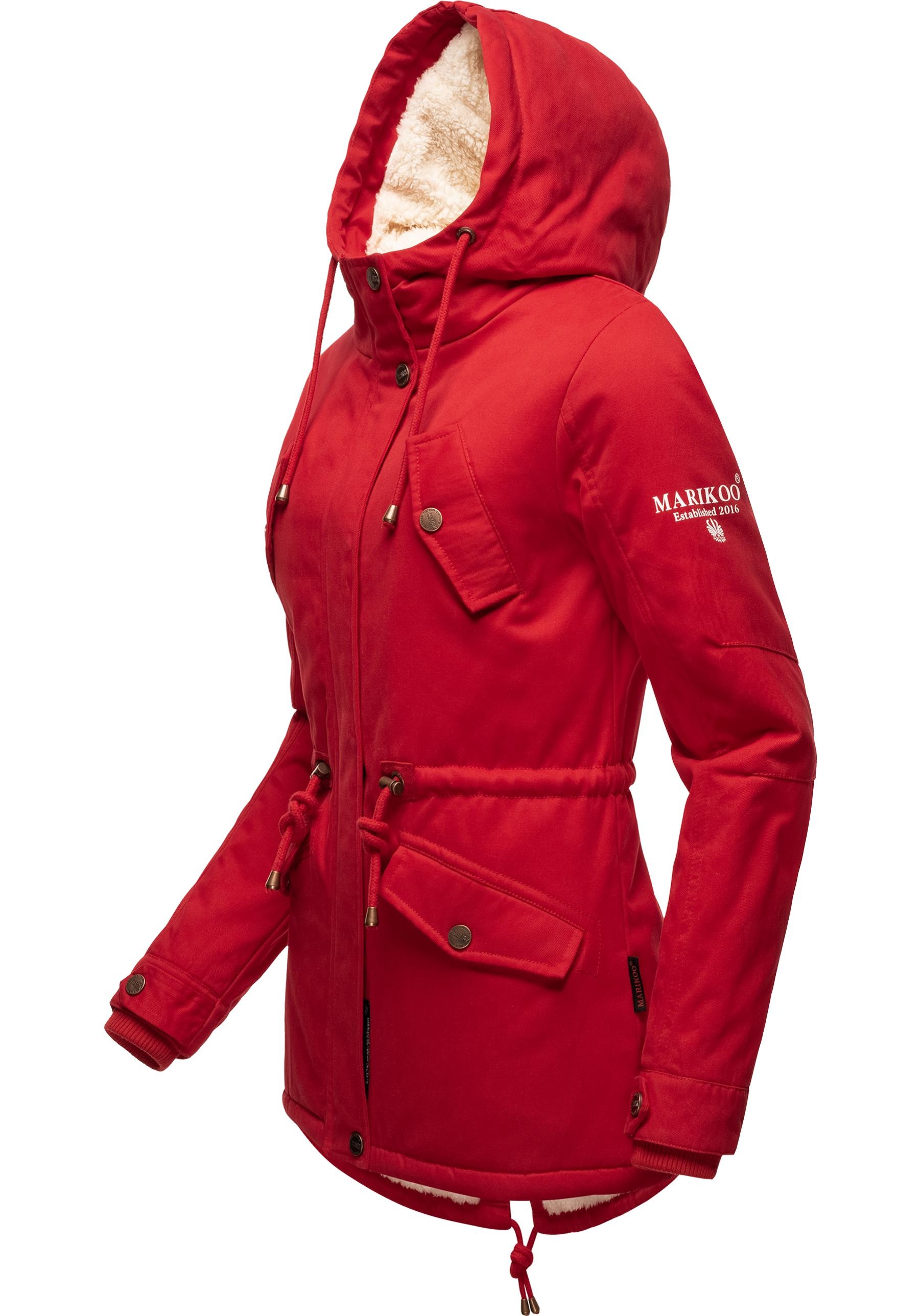 Marikoo Winterjacke »Manolya«, mit Kapuze, stylischer Kurzmantel mit weichem Teddyfell-Futter