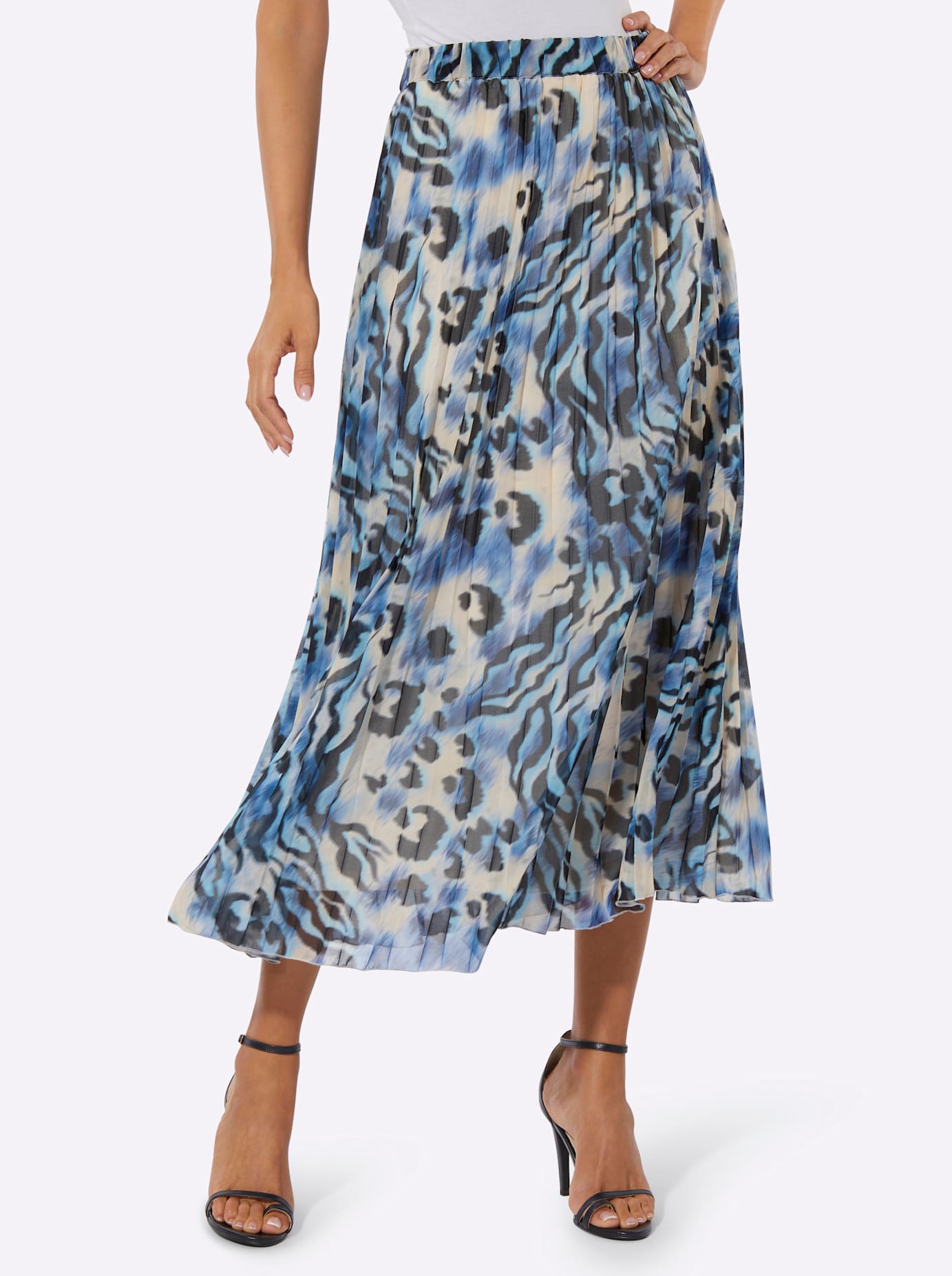 Creation L Pleated Skirt Champagne Royal Blue 44