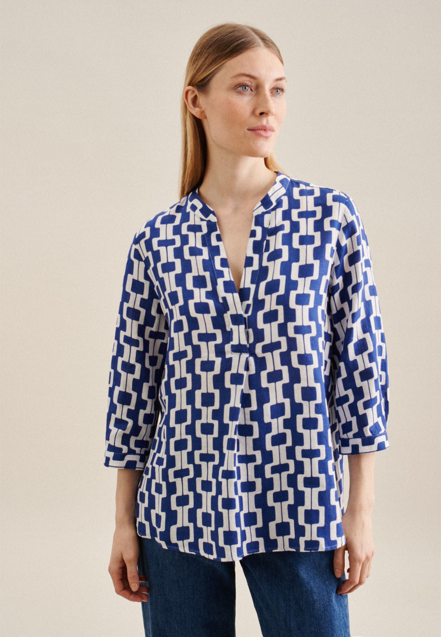 seidensticker Klassische Bluse »Schwarze Rose«, Tunika Kettenprint