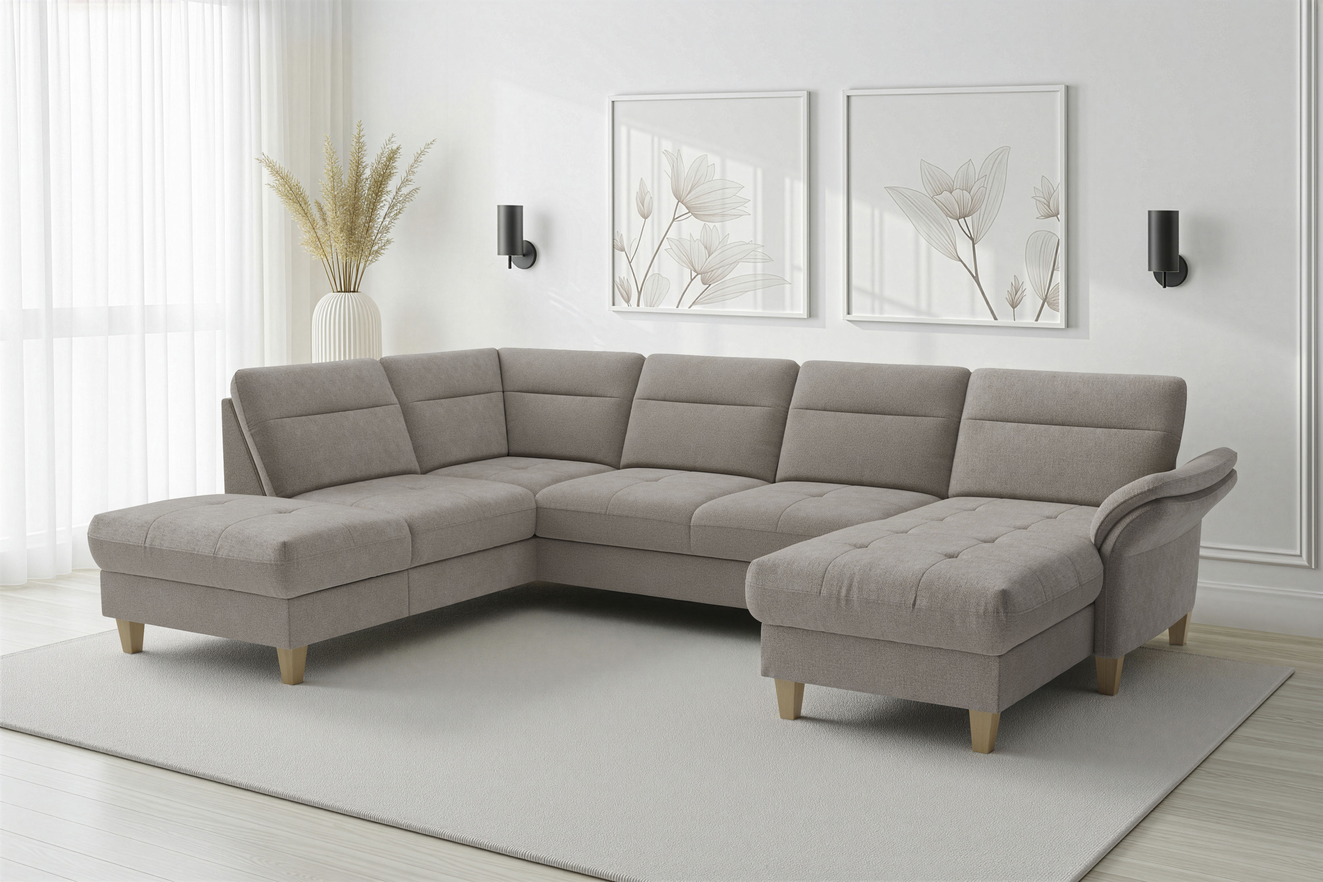 sit&more "Pamela U-Form, B: 292 cm, optional Schlaffunktion & Bettkasten" mit Federkern