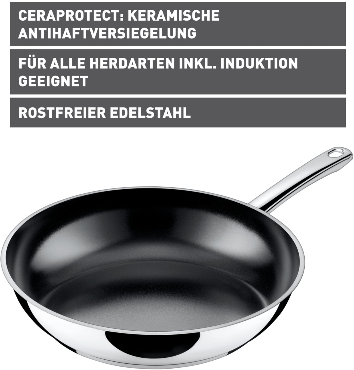 Silit Bratpfanne »Talis, induktionsgeeignete Pfanne«, Cromargan® Edelstahl Rostfrei 18/10, (1 tlg.), mit keramischer Beschichtung, für alle Herdarten geeignet