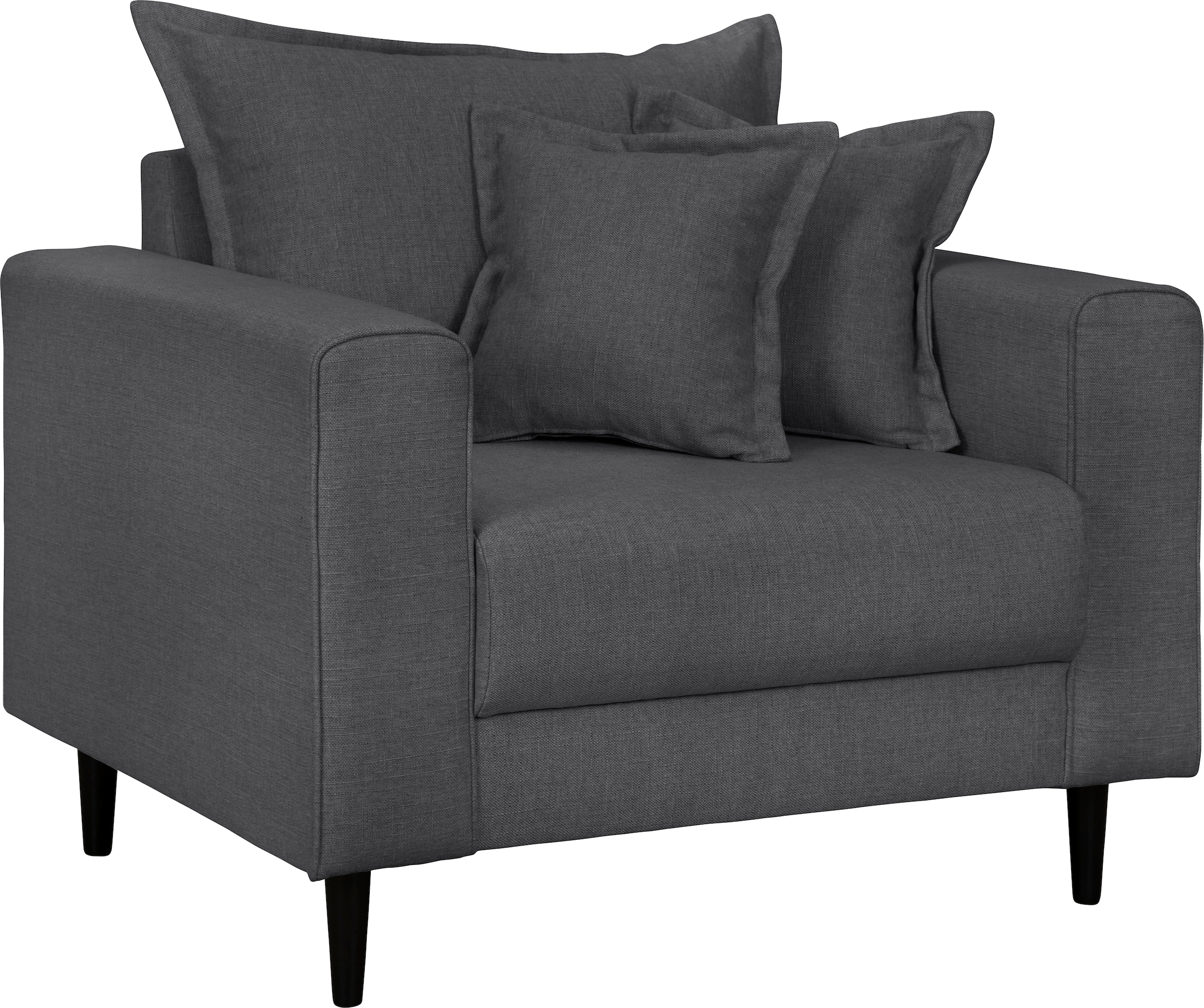 Home affaire Sessel »VEYRAS Loungesessel, Maße B/T/H: 95/84/76 cm« mit Wellenunterfederung, incl. Kissen