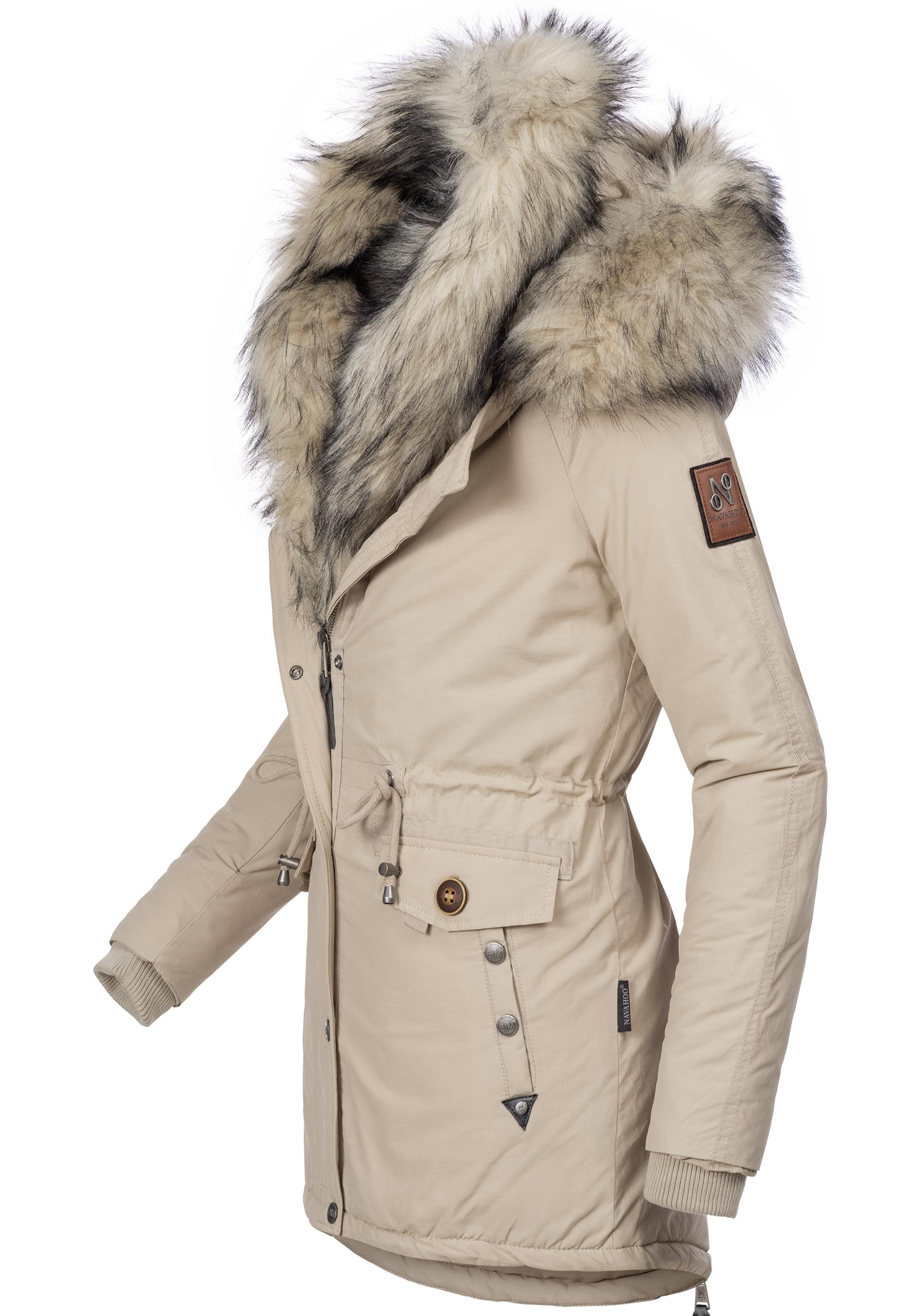 Navahoo Wintermantel »Sweety«, abgefahrener Winterparka m. 2 Kunstpelz-Kapuzen