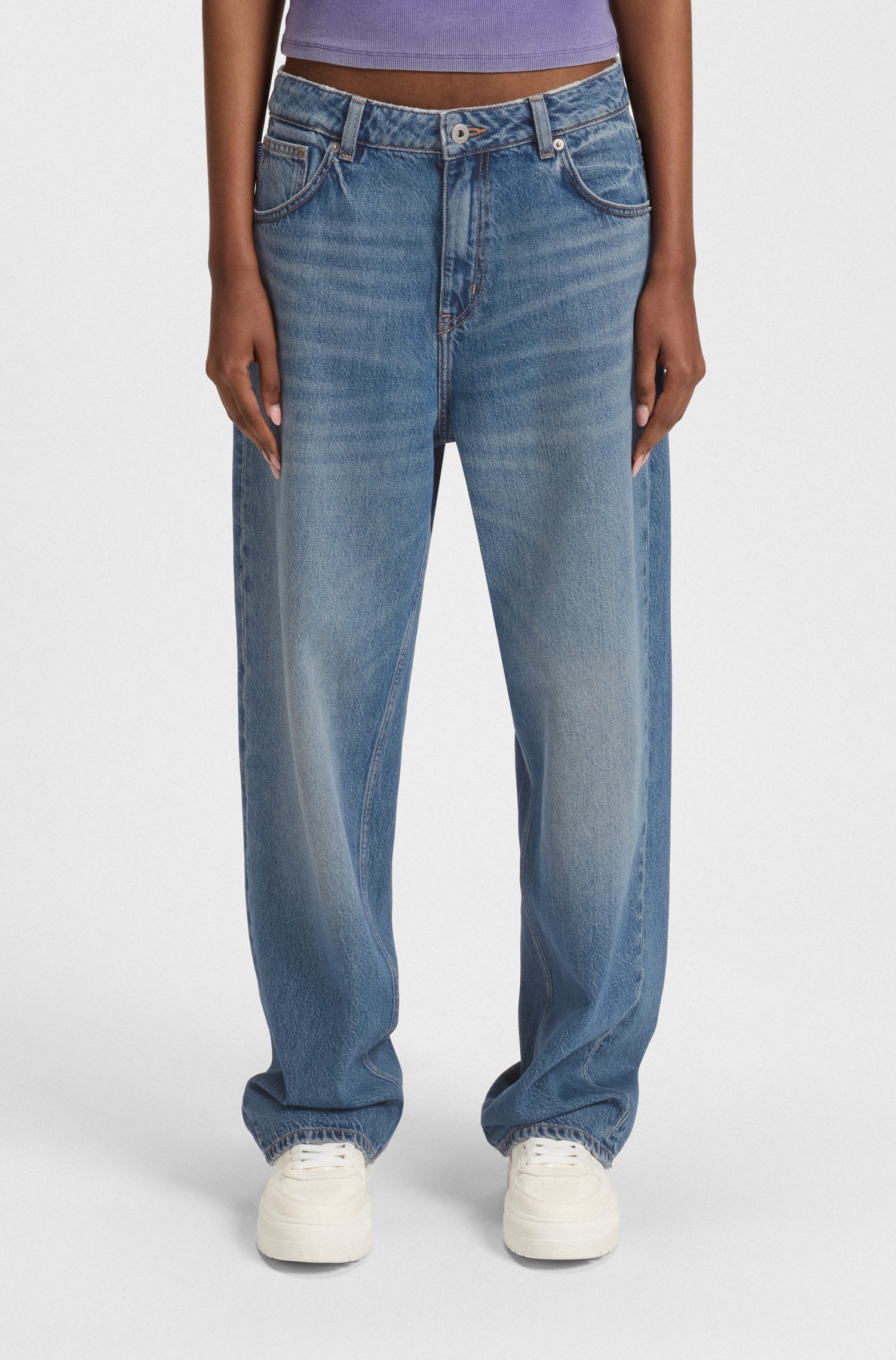 HUGO 5-Pocket-Jeans "Leni" Loose Fit Baggy Jeans Wide Leg Low to Mid Waist