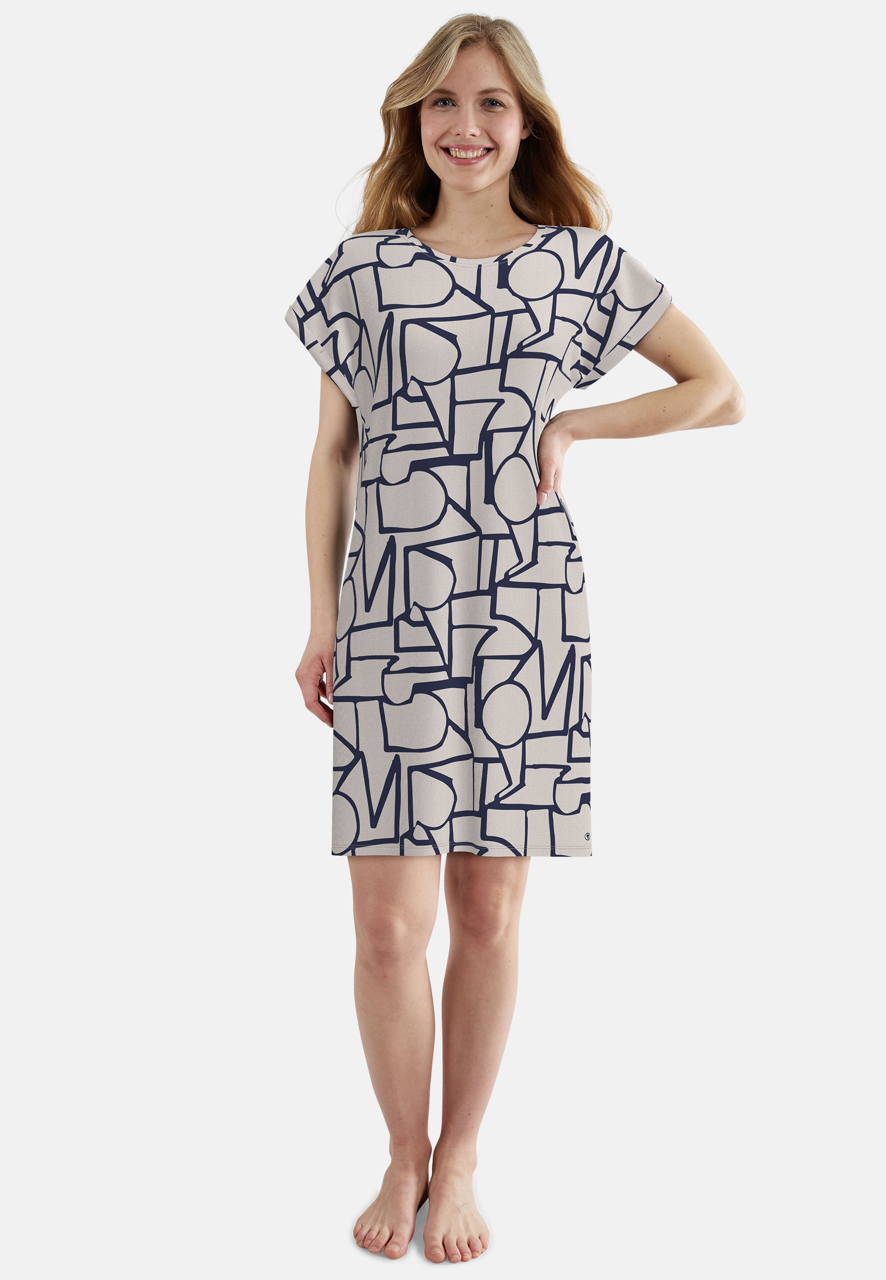 TOM TAILOR Nachthemd knielang, mit Muster, Kurzarm, Rundhalsausschnitt, Vis günstig online kaufen