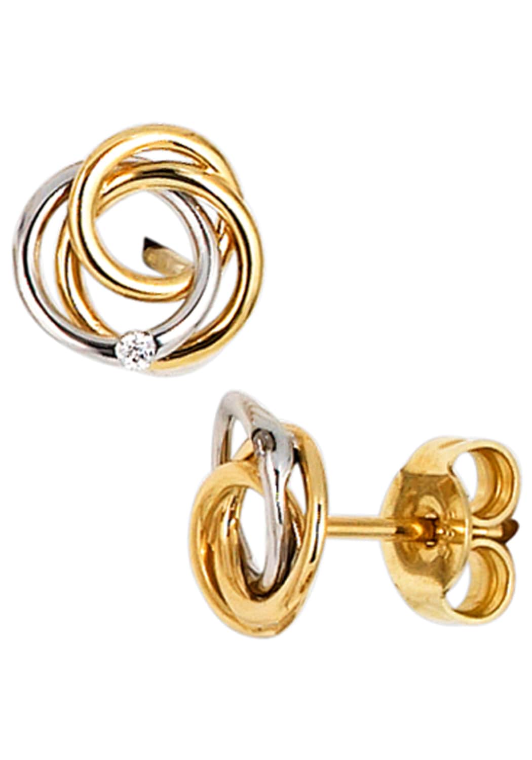 JOBO Paar Ohrstecker, Knoten 585 Gold bicolor mit 2 Diamanten online  bestellen | BAUR