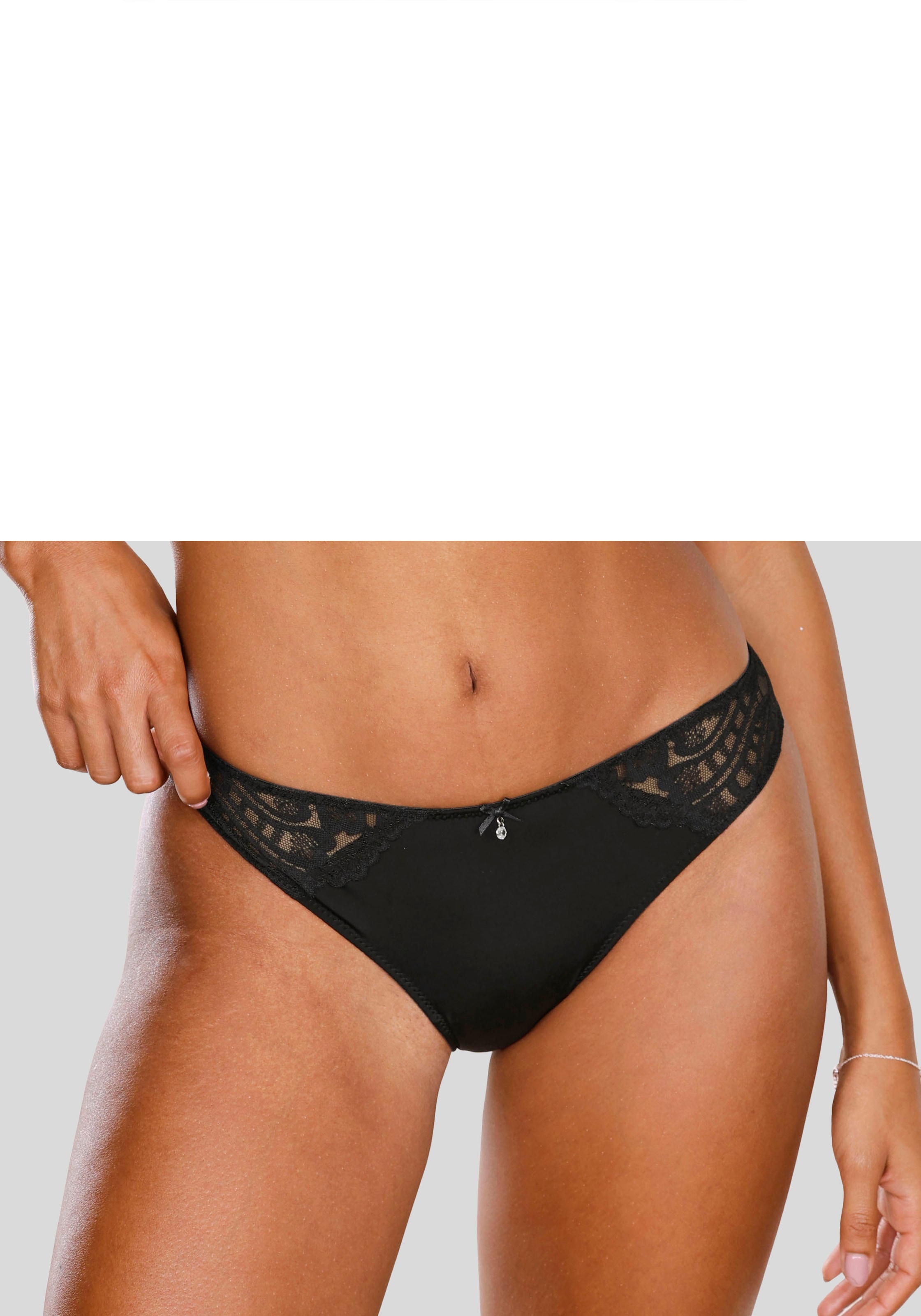 Tanga LASCANA "Flora", Damen, Gr. 48/50, schwarz, Spitze, Obermaterial: 89% Polyamid, 11% Elasthan, Unterhosen Tanga, hinten aus leicht transparenter Spitze 2