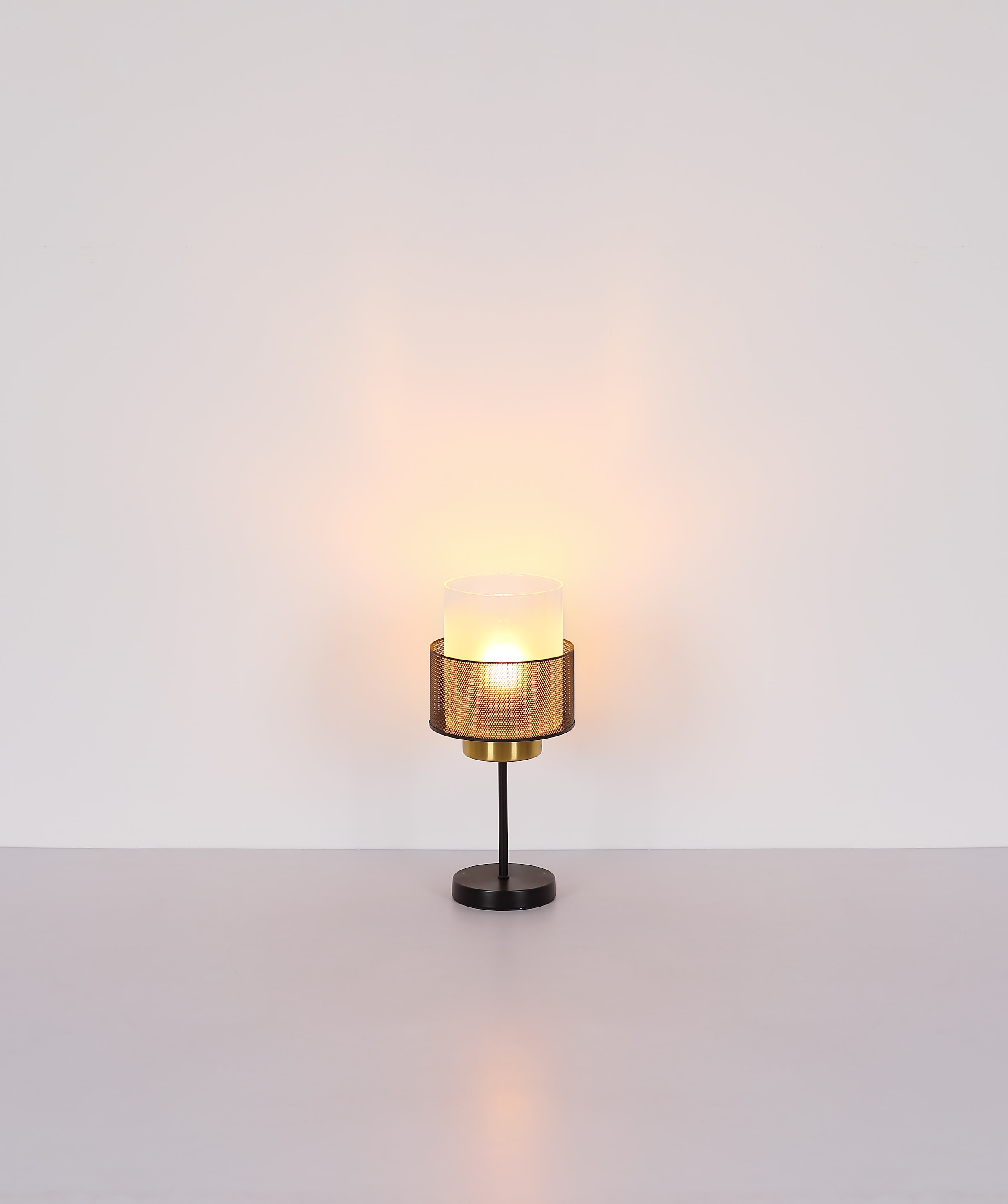 GLOBO LIGHTING Tischleuchte »OLGA«, Leuchtmittel E27 | ohne Leuchtmittel, Tischlampe/Glas satiniert/Metallring/Wohnzimmer/Schlafzimmer