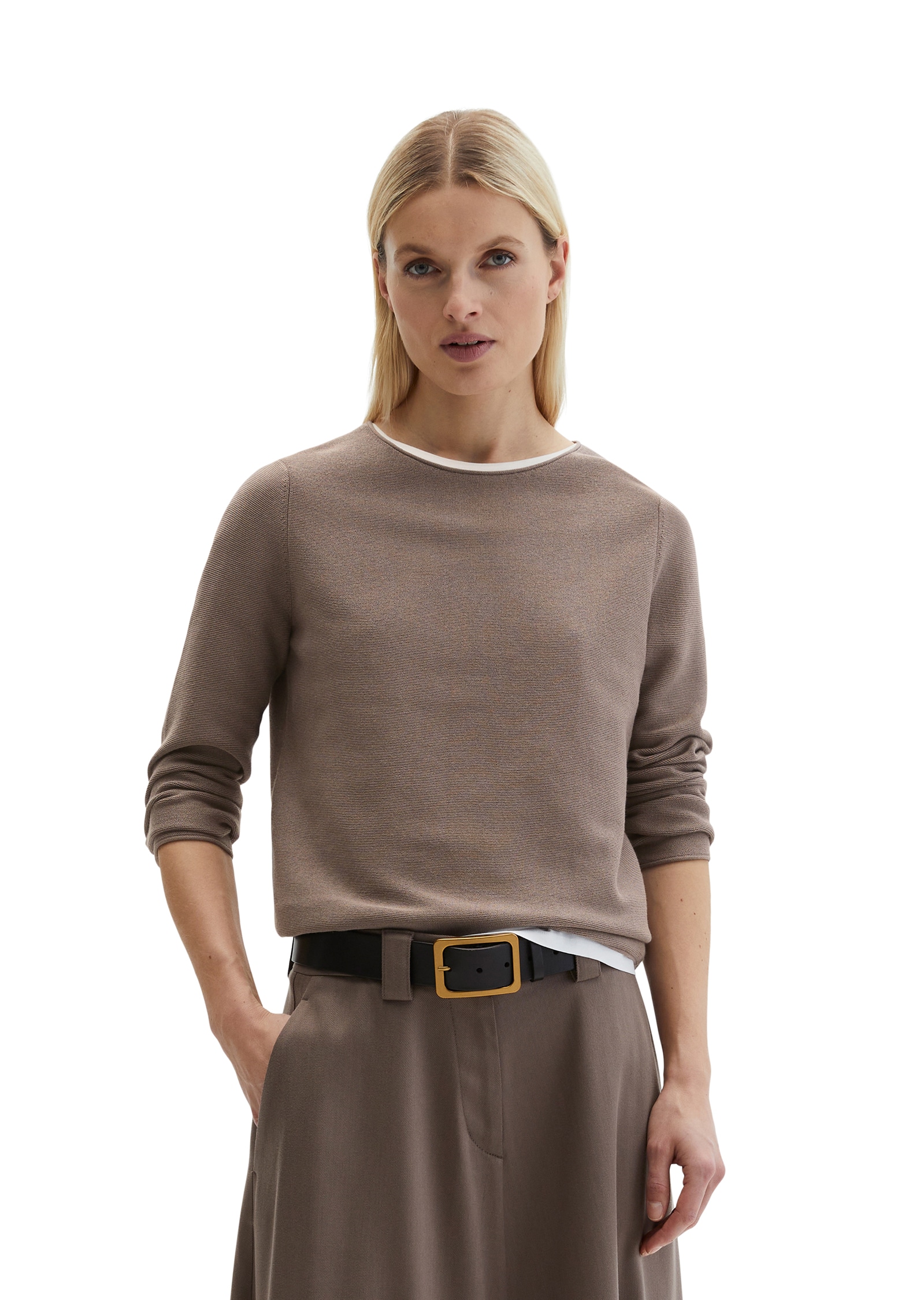 Marc OPolo Strickpullover slim fit aus softem Organic Cotton, mit Rollkante günstig online kaufen