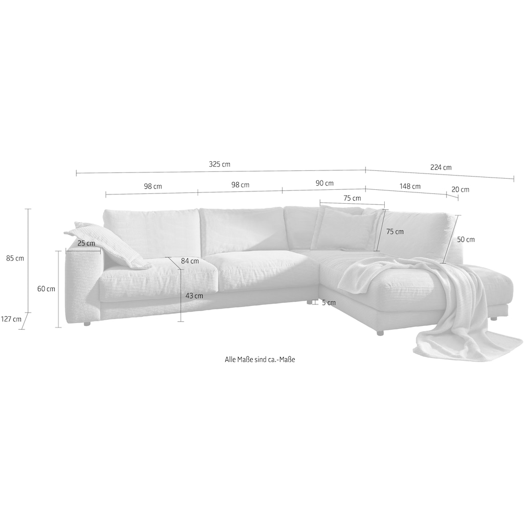 3C Candy Ecksofa »Enisa XXL B/T/H: 325/224/85 cm«