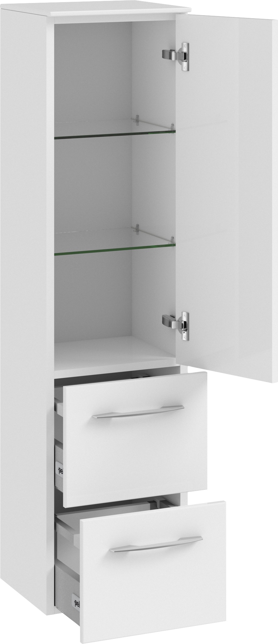 Saphir Badmöbel-Set »Cassca Sprint 3-teilig Mineralmarmor-Waschtisch mit LED-Spiegelschrank«, (4 St.), mit Midischrank, inkl. Türdämpfer, 6 Türen, 4 Türen