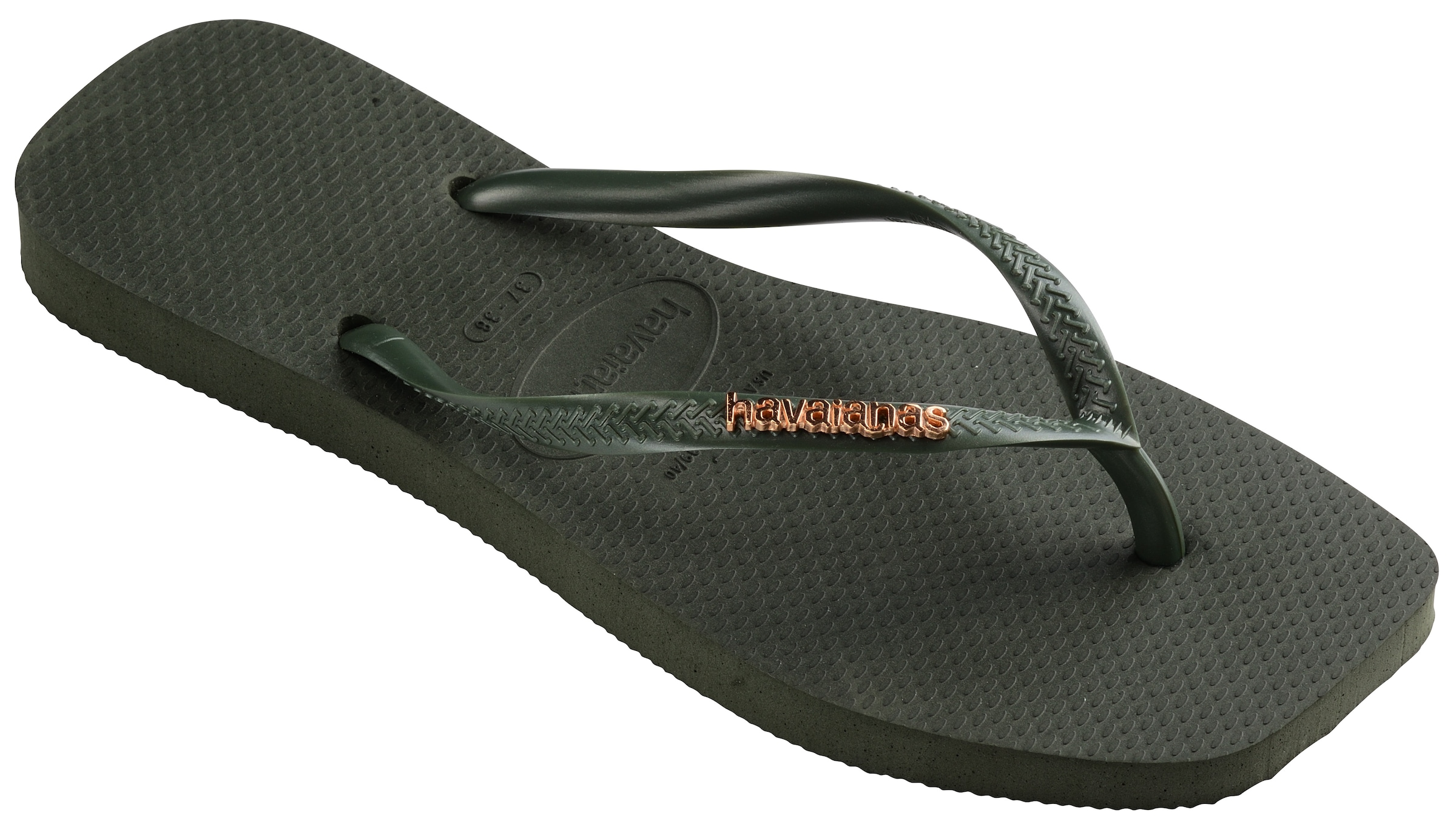 Havaianas Zehentrenner "SQUARE LOGO METALLIC", Sommerschuh, Schlappen, Poolsildes mit Metallic-Riemchen