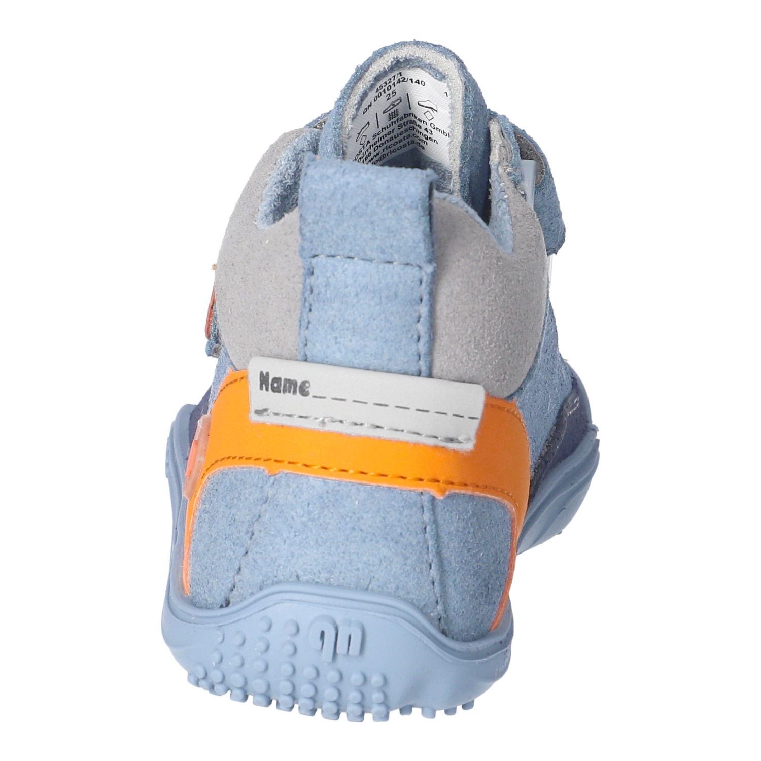 qnuffs Barfußschuh »Kastanie«  Klettschuh, mit Namensschild an der Ferse, kürzbarer Klettriemen