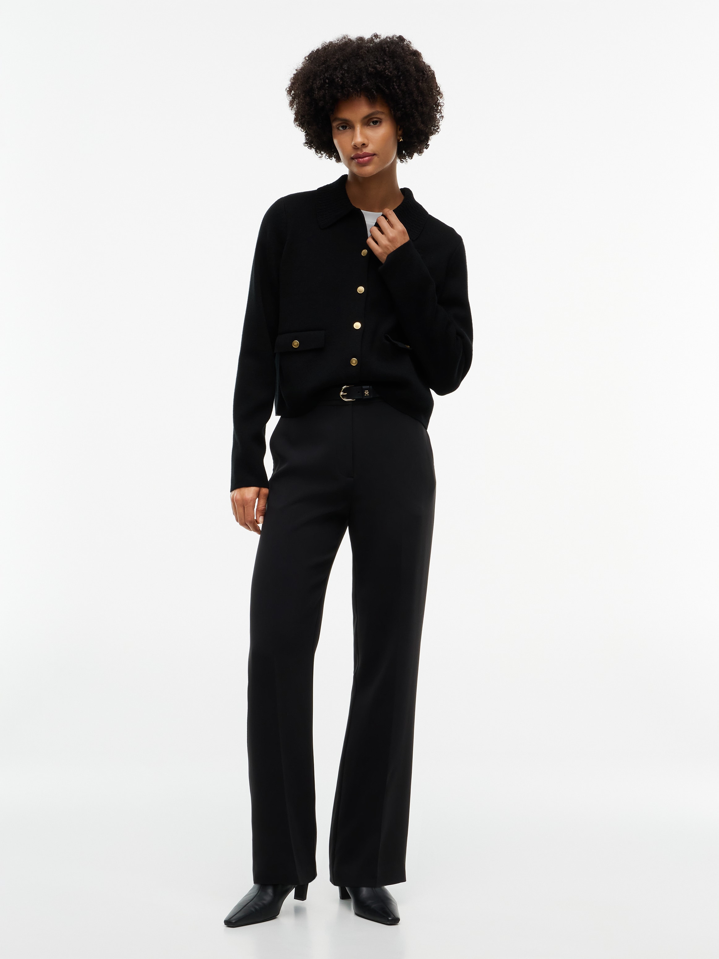 Tommy Hilfiger Strickjacke »B WOOL LADY JACKET GLD BUTTON« Baumwollmischung, mit Wolle