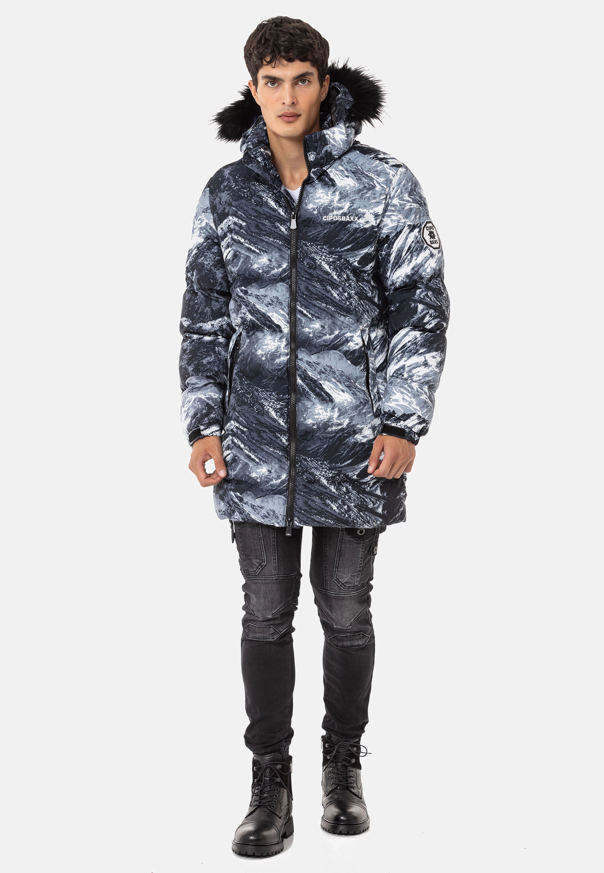 Cipo & Baxx Winterjacke »Jacke«, mit Kapuze, mit Allover-Muster