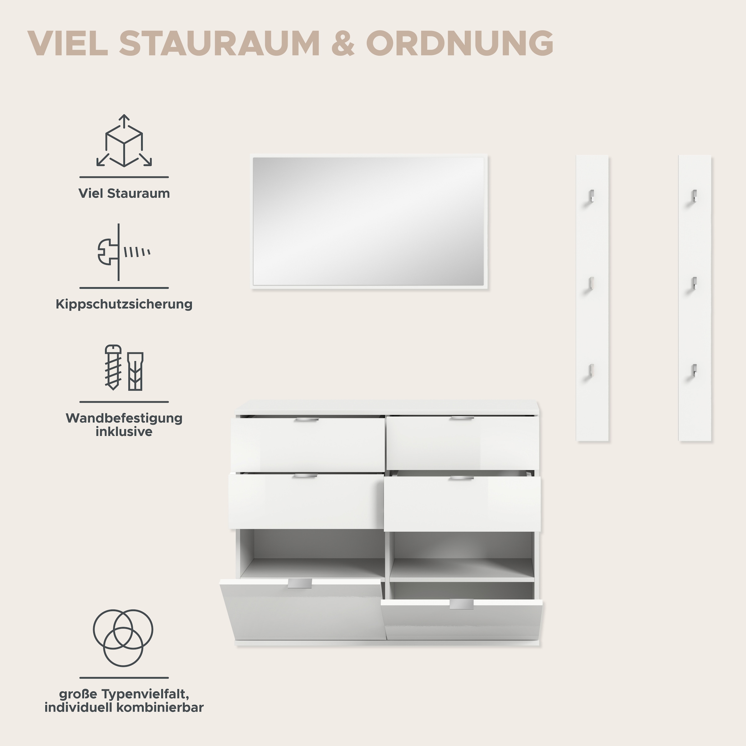 INOSIGN Garderoben-Set, (3 St.), Trondheim, Gardeobenset 3-tlg.,Breite 171 cm, Flur, Diele, Kombination