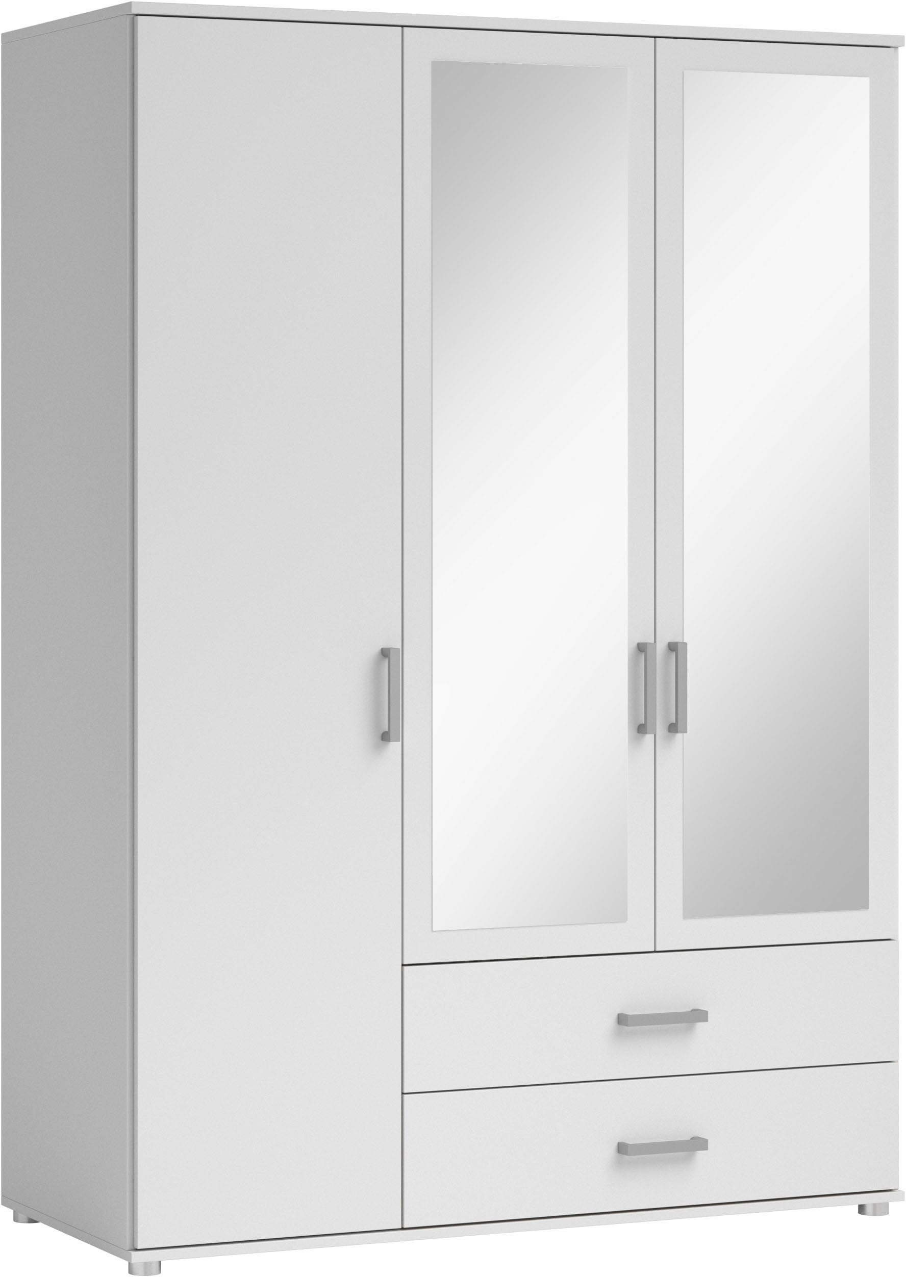 Schlafkontor Drehtürenschrank »Ivar Kleiderschrank mit Spiegel«, inklusive 2 Spiegeltüren und 2 farblich abgesetzten Schubkästen