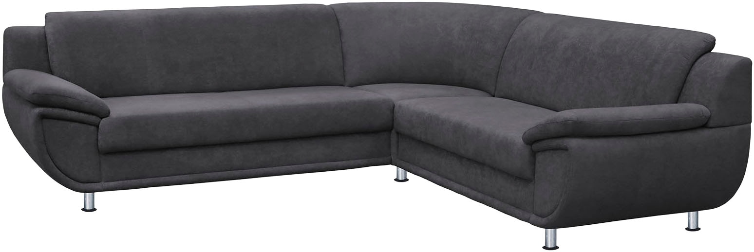 TRENDMANUFAKTUR Ecksofa "Rondo wahlweise mit Schlaffunktion, bequeme Armlehnen" L-Form, wahlw.mit Federkern, Füße chromfarben, Unser Dauertiefpreis