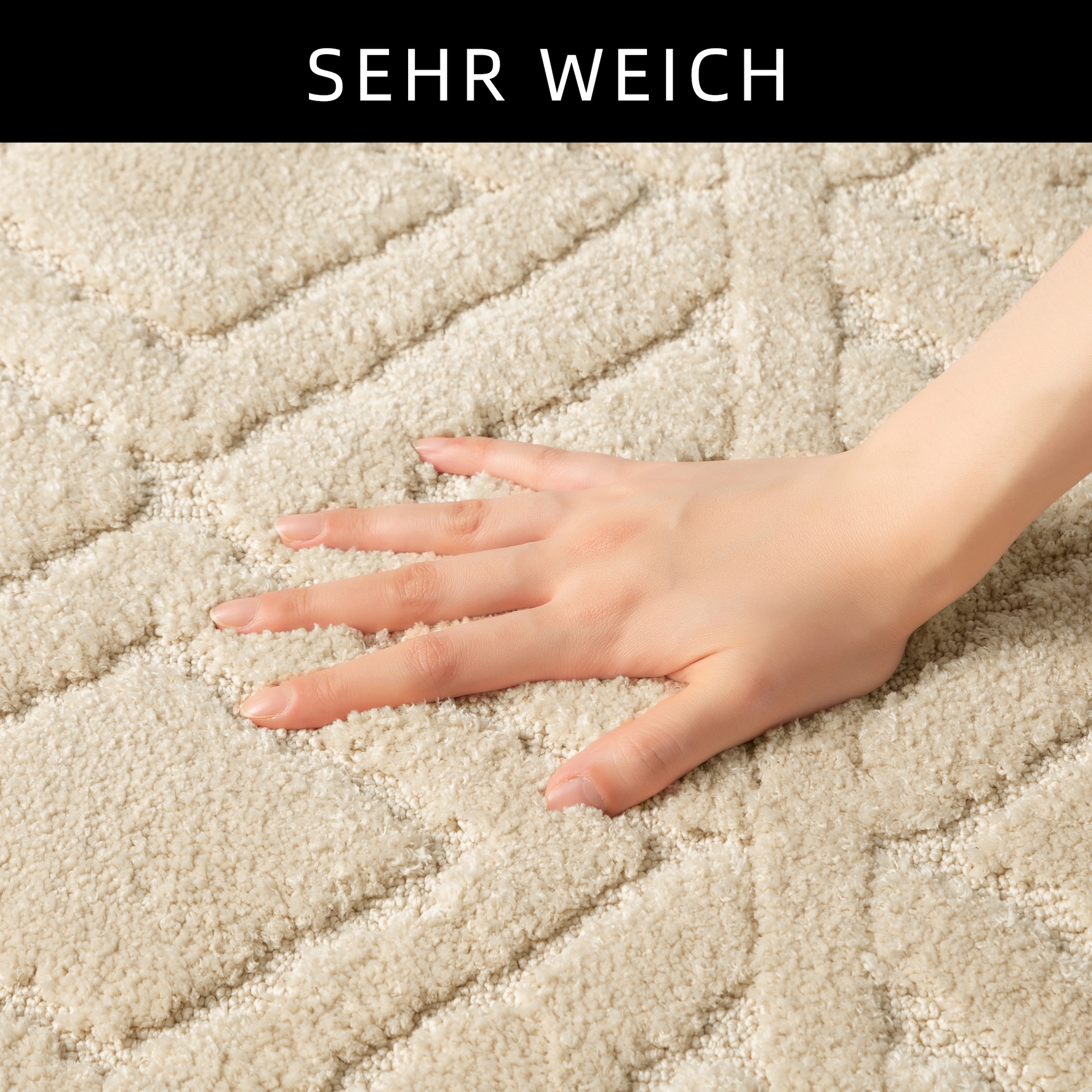 my home Badematte »Louvres, Badvorleger, Badezimmer Teppich, Duschvorleger«, schnell trocknend, Badteppich, Uni Farben, Hoch-Tief Effekt, Boho-Style