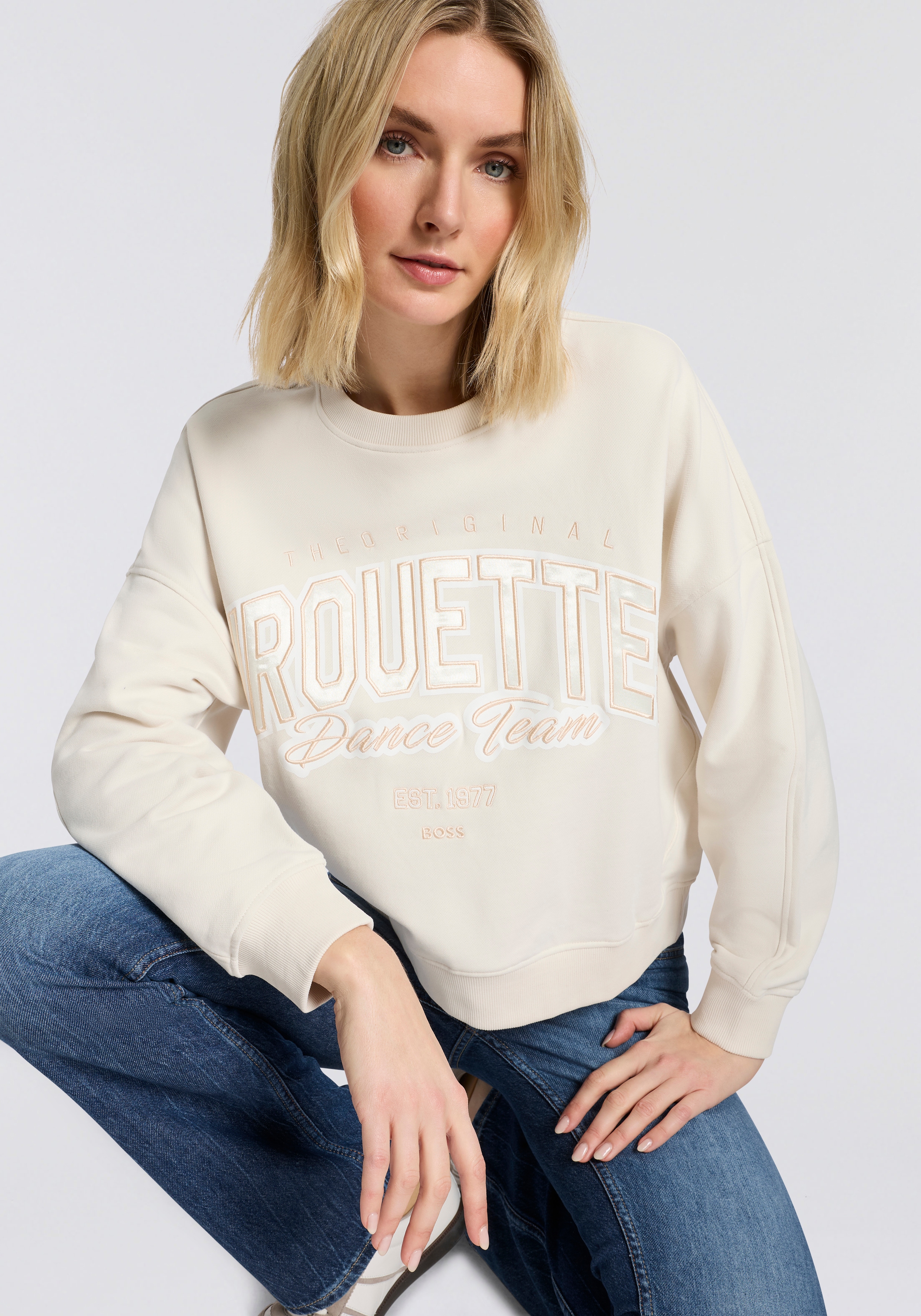 Thumbnail - BOSS ORANGE Sweater "Ever Premium Damenmode", im Oversized Fit, Rundhalsform