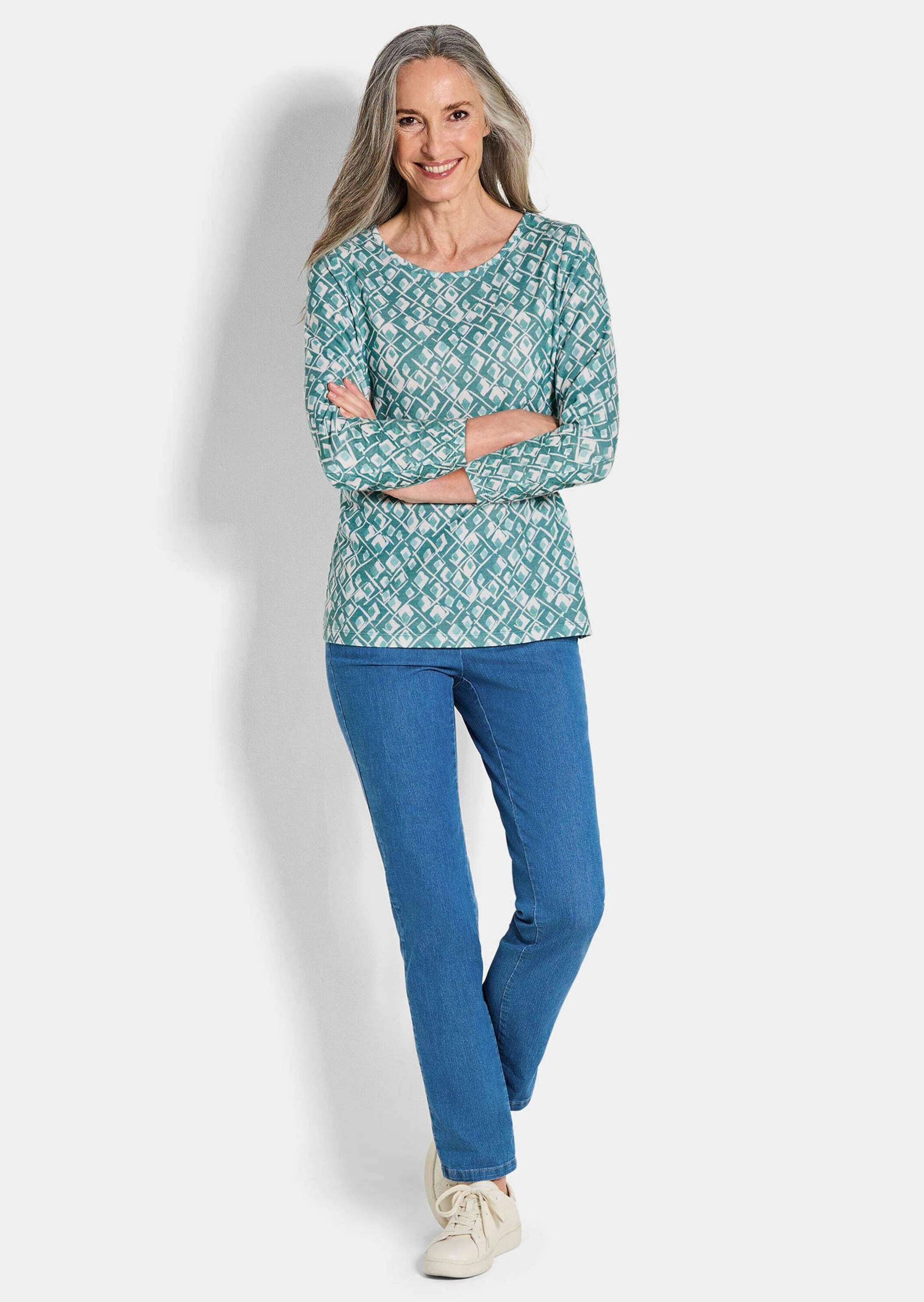 GOLDNER Print-Shirt "Halbarm Viskoseshirt im Allover-Design" günstig online kaufen