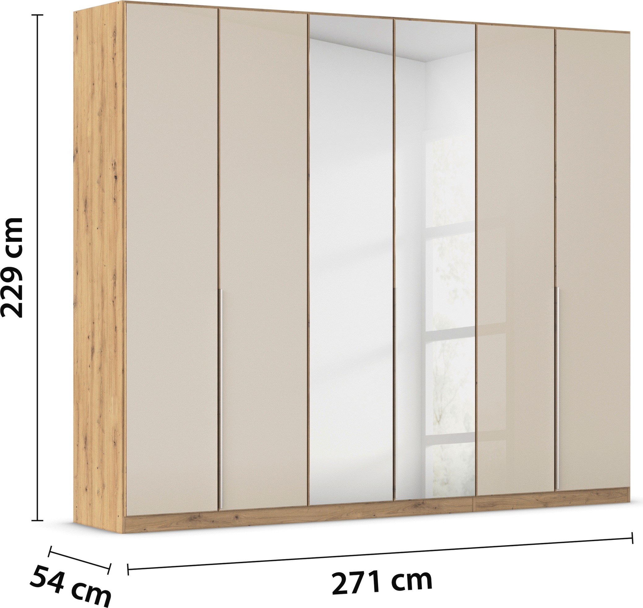 rauch Drehtürenschrank »Kleiderschrank Kleiderschränke Schrank Garderobe AGORDO mit Glasfront«, (in zwei Griff-Farben), durchdachte Innenausstattung, in 6 Breiten und 2 Höhen MADE IN GERMANY