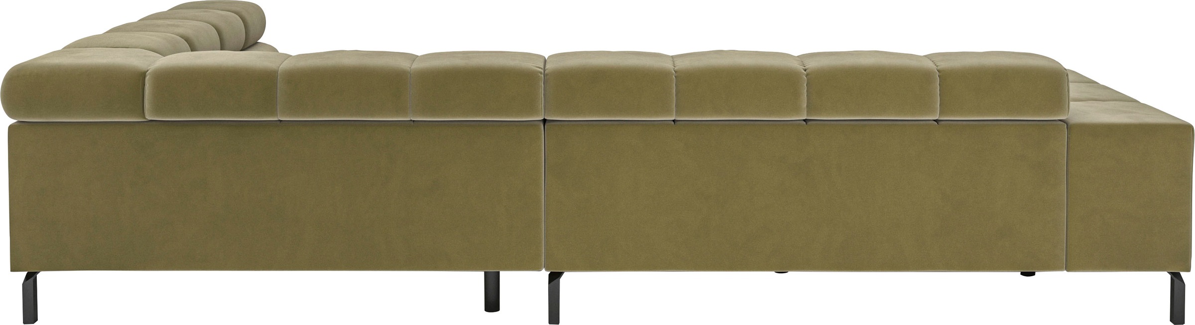 INOSIGN Ecksofa »Ancona New, wahlweise motorische Sitztiefenverstellung, auch in Cord«, feine Steppung, mit Kopfteilverstellung, 3 Zierkissen, L-Form