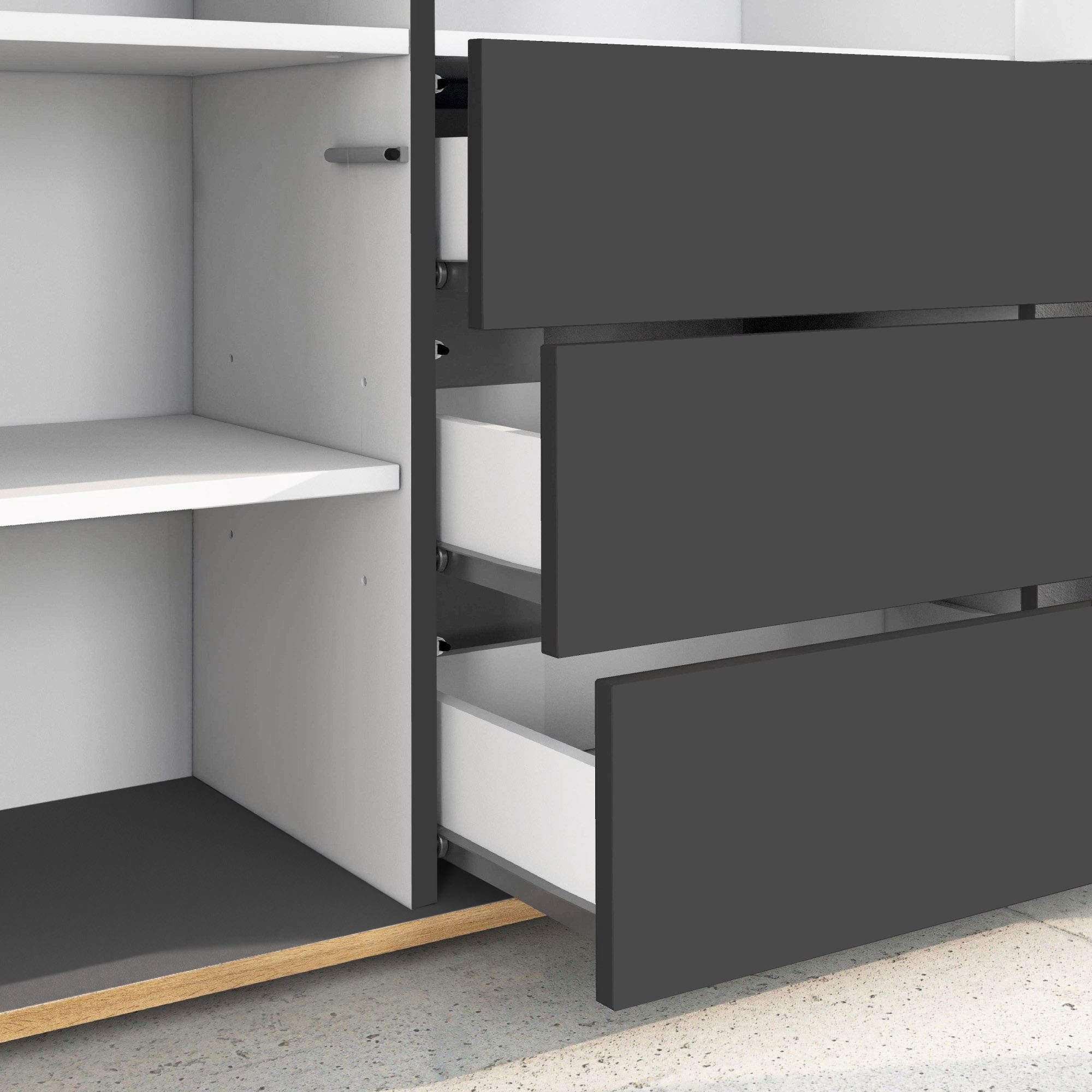 INOSIGN Highboard »GARDA Highboard, Kommode, Schrank, Grifflos mit Push to Open«, (1 St.), 3 Türen, 3 Schubladen, grifflos Breite 102 cm