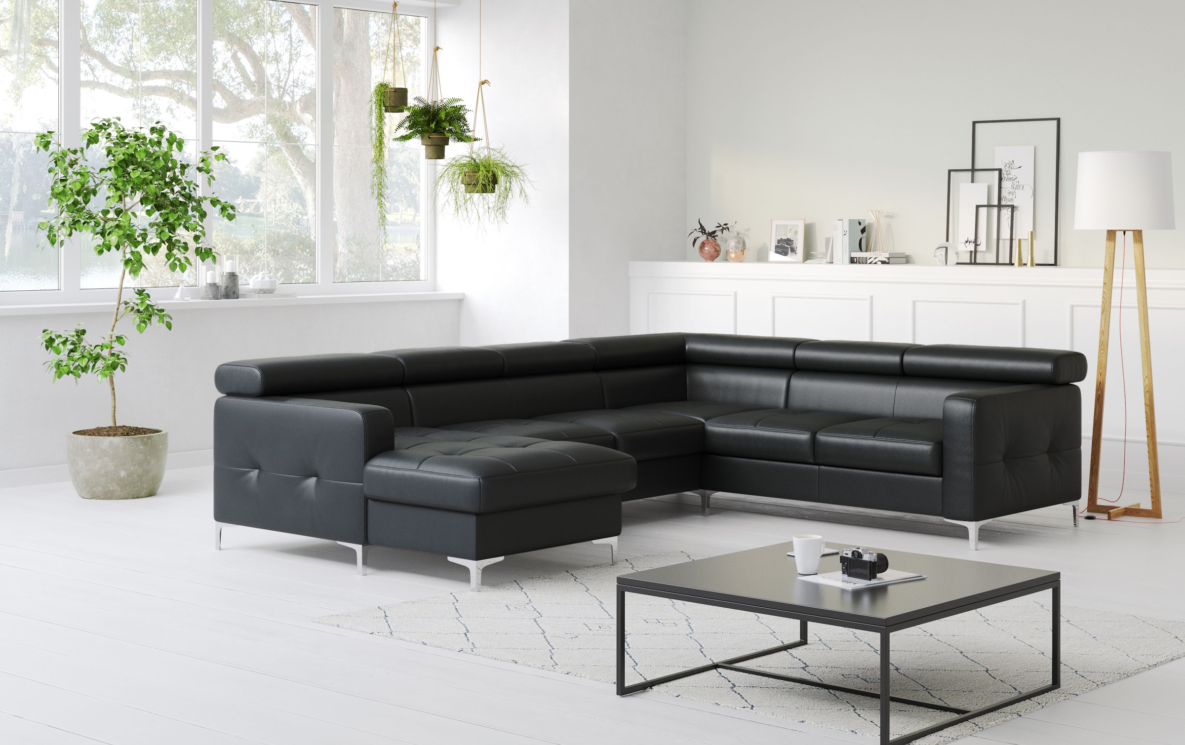 COTTA Wohnlandschaft »Sammy U-Form«, mit Kopfteilverstellung, optional mit Bettfunktion und Bettkasten