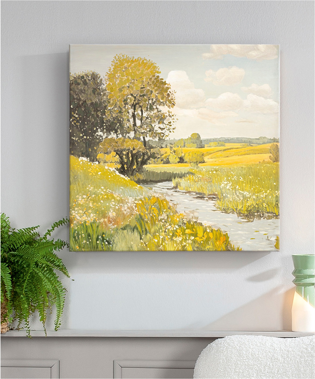 GILDE Leinwandbild »Bild quadratisch Quiet stream  grün« Landschaft 1 Stk. tlg. Landschaftsbild Bachlauf Naturidylle Ruhemotiv Wasserlandschaft