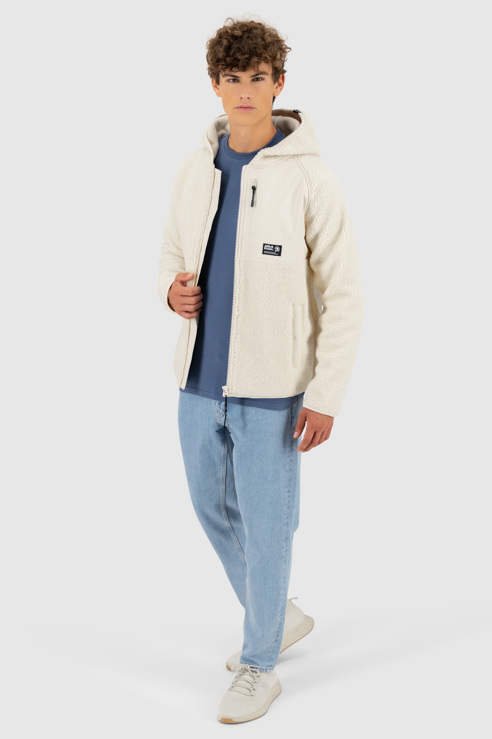Alife & Kickin Kapuzensweatjacke »Herren HaraldAK G«, Weiche, warme Teddy Jacke mit großer Kapuze und Fleece-Innenfutter