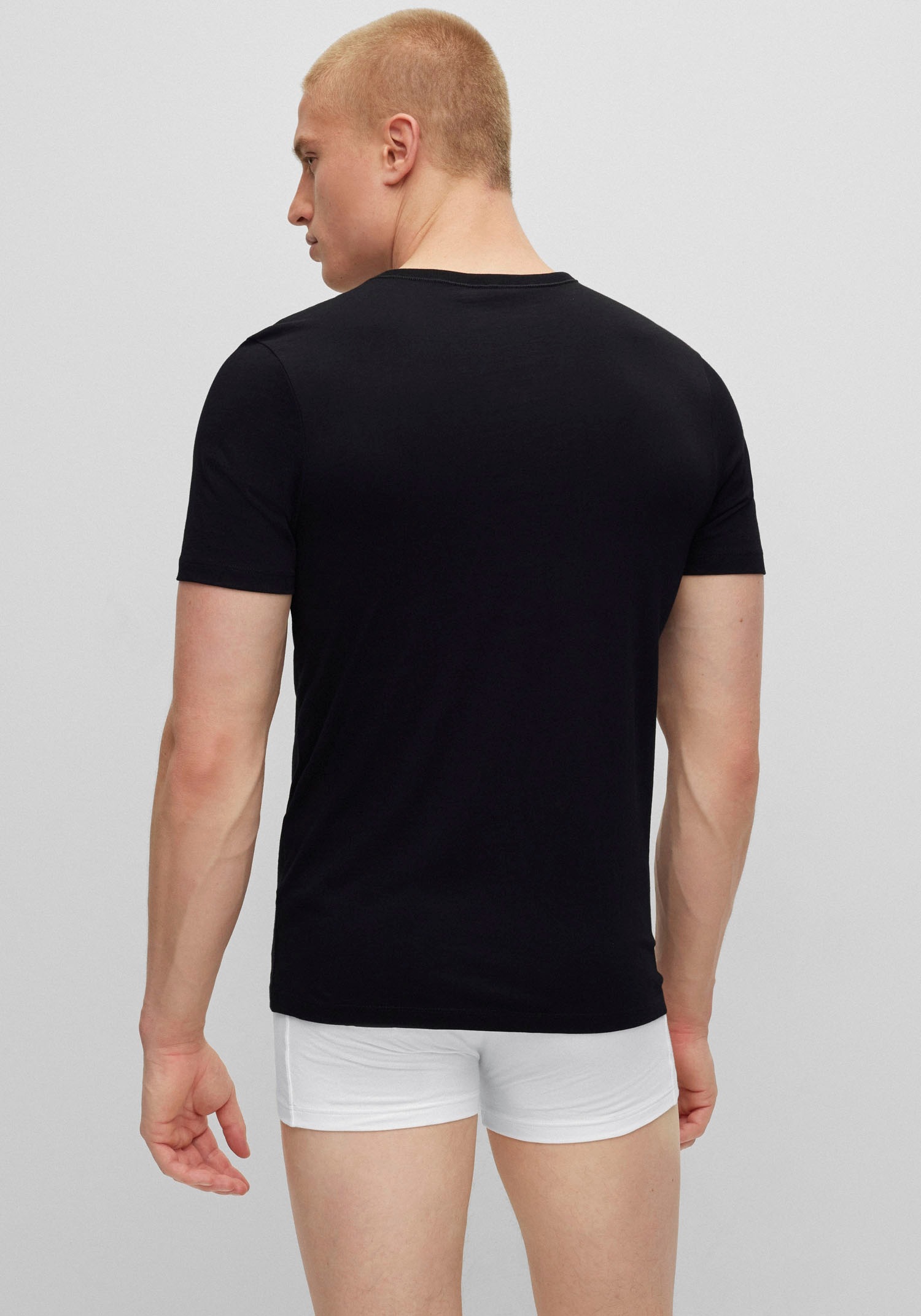 Boss Maillot De Corps à Manches Courtes Et Col En V Classic 3 Unités Black XL Homme 4