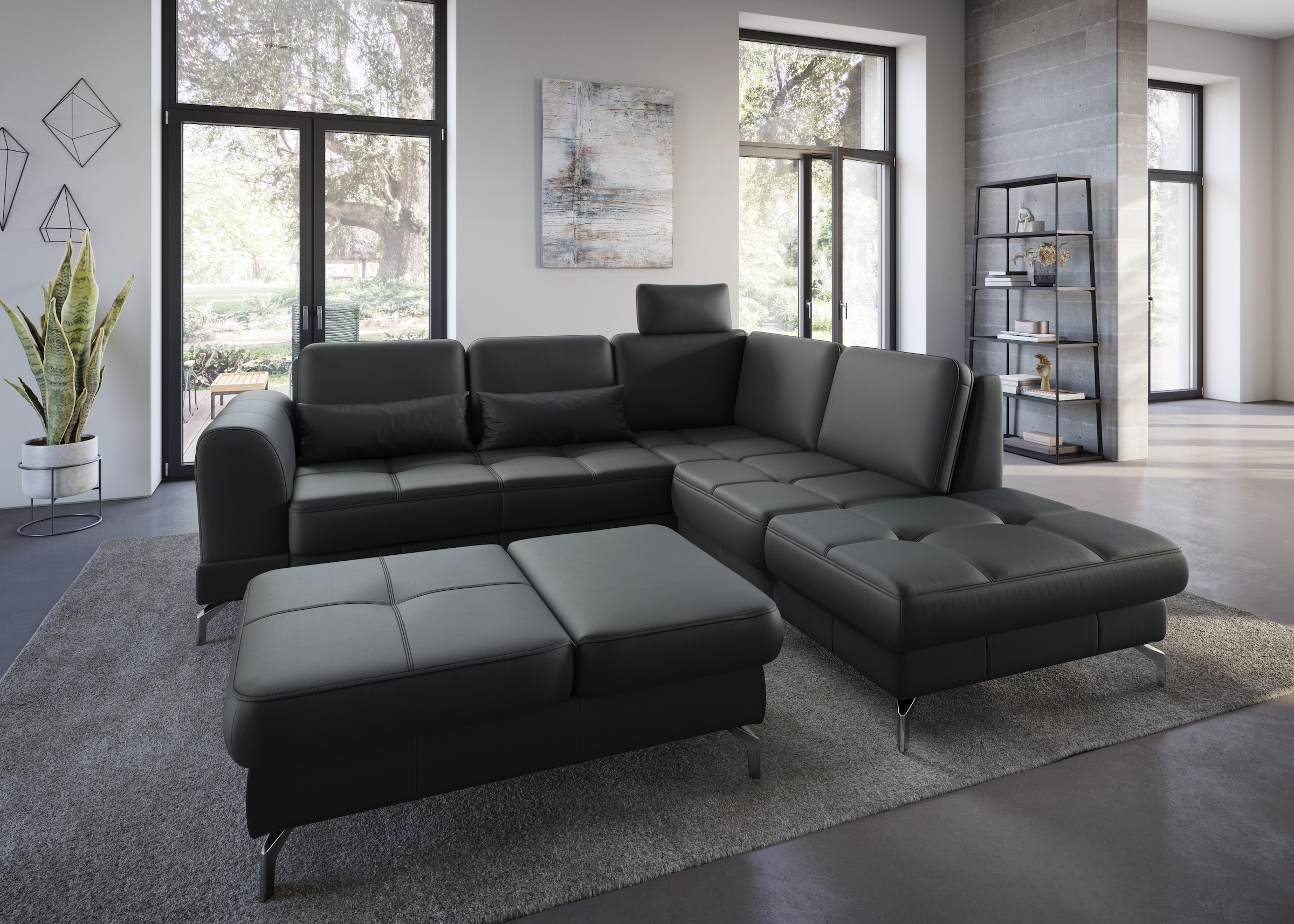 sit&more Ecksofa "Bendigo L-Form" inklusive Sitztiefenverstellung, Bodenfreiheit 12 cm, in 2 Fußfarben