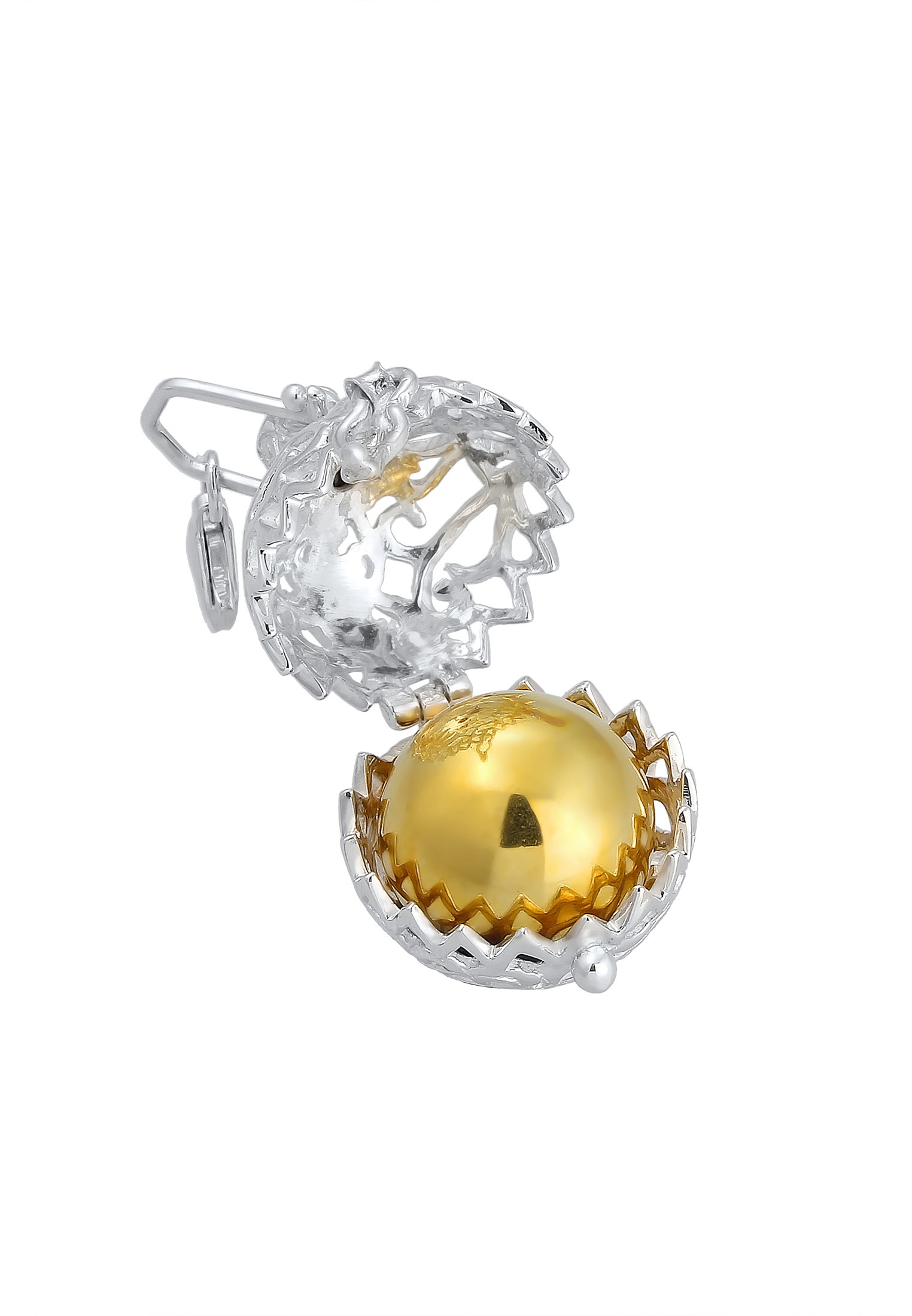 Nenalina Charm-Einhänger »Klangkugel Ornament Granat Romantik 925 Silber«