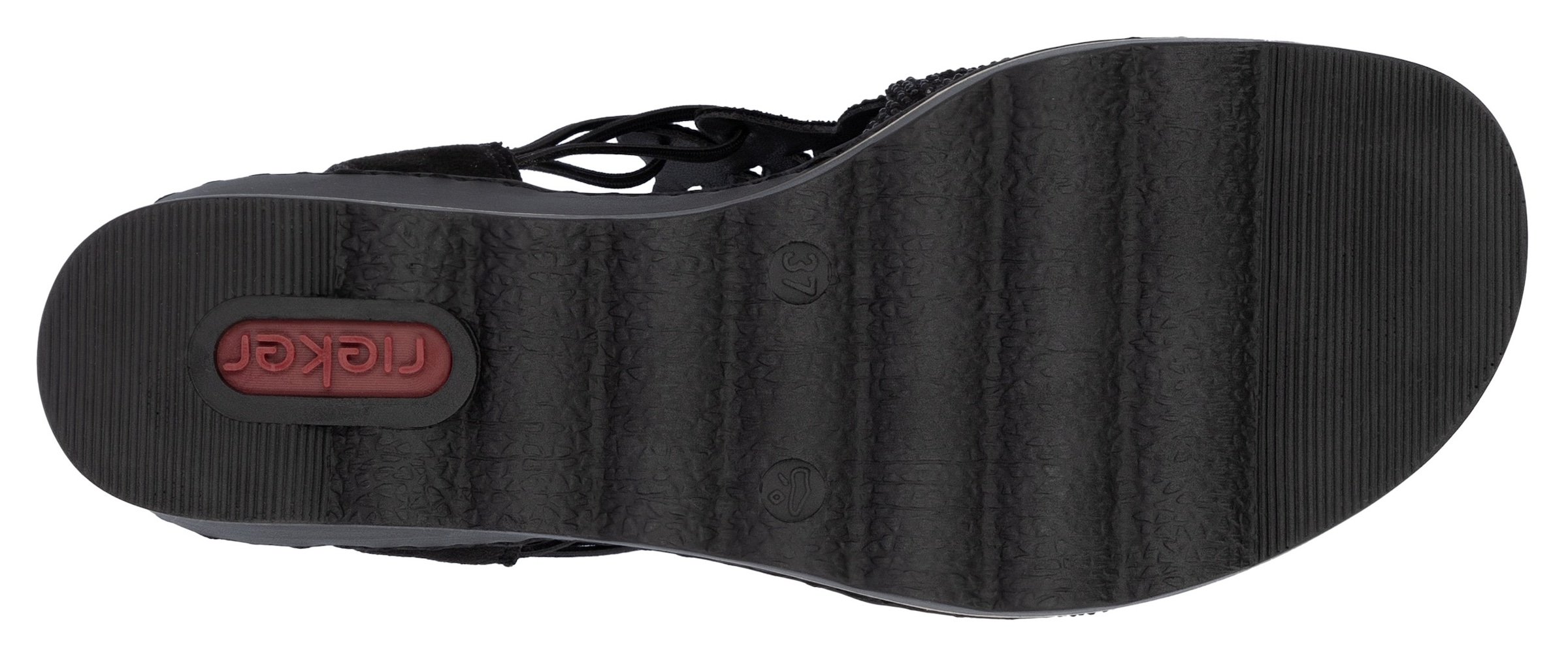 Rieker Keilsandalette, Sommerschuh, Plateausandale, Schlupfschuh mit Schmucksteinchen