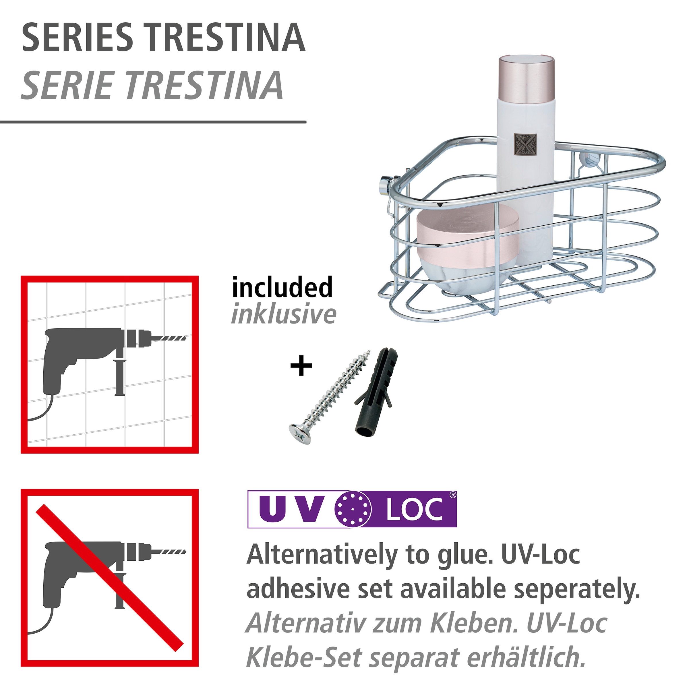 WENKO Badregal »Trestina«, Eckablage, aus Edelstahl