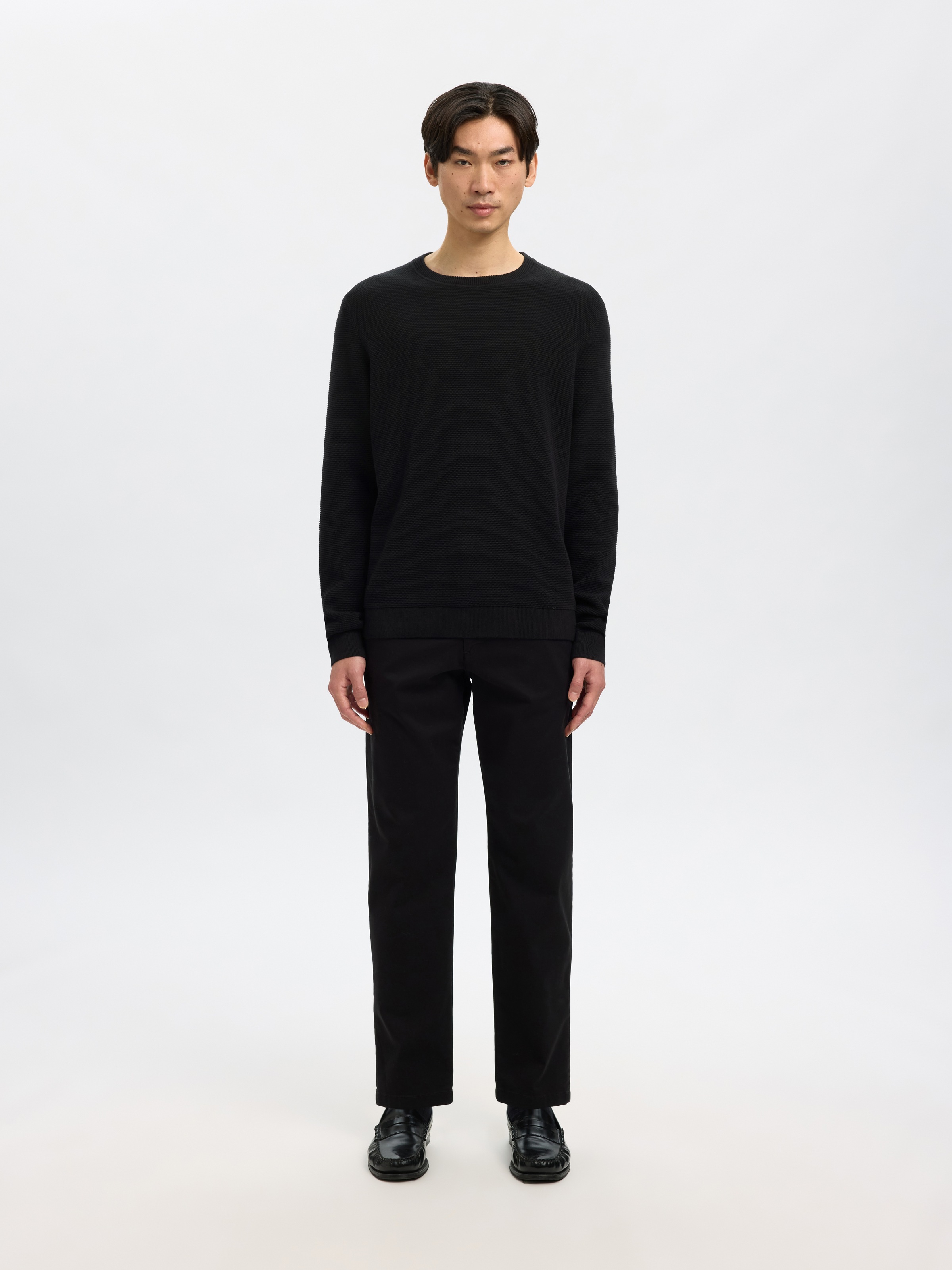 SELECTED Rundhalspullover »SLHROSS LS KNIT STRUCTURE CREW NECK NOOS« Baumwolle, regular fit