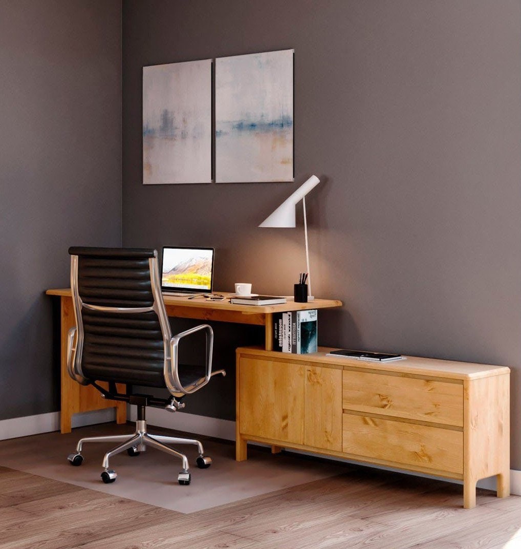 OTTO home Schreibtisch »Luven, aus Massivholz« in 2 Breiten, variable Nutzung als Schreibtisch oder Eckschreibtisch