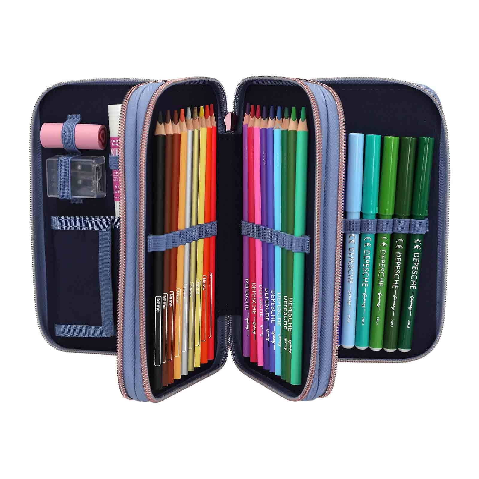Depesche Buntstift »3-Fach Federtasche TOPModel 7,5 x 13 x 20 cm dunkelblau«