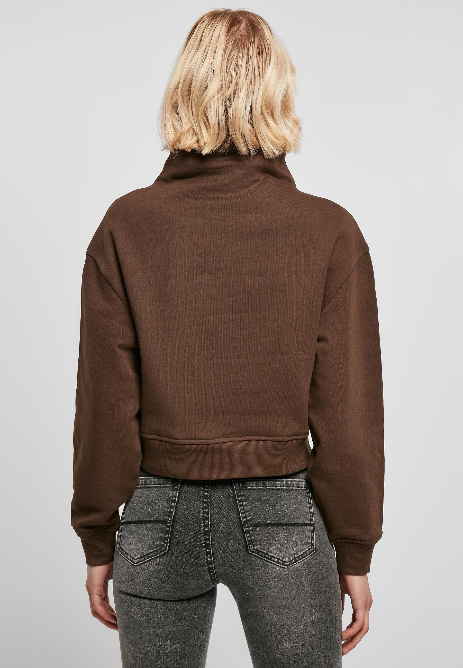 URBAN CLASSICS Sweater »Urban Classics Damen Ladies Organic Short High Neck Crew«, (1 tlg.)