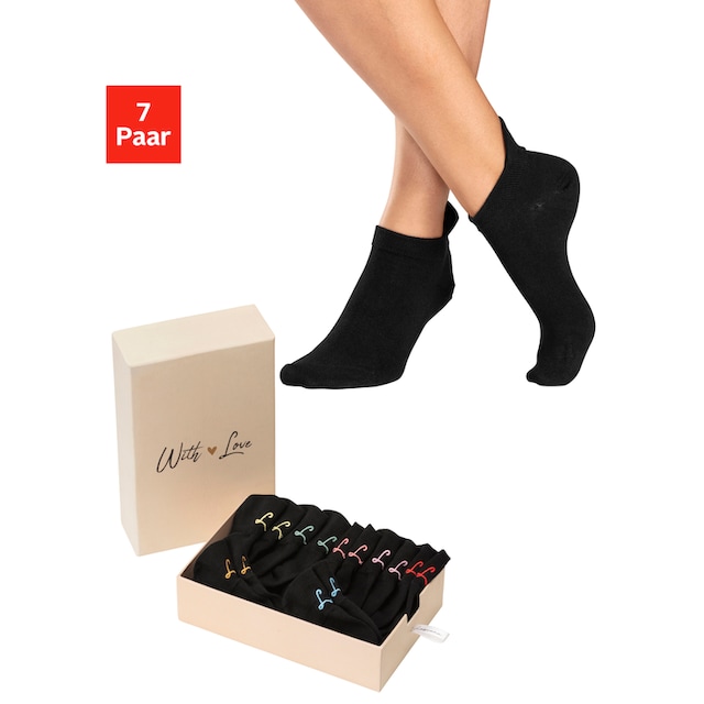 LASCANA Sneakersocken, (Set, 7 Paar, Box), mit kleiner Stickerei kaufen |  BAUR