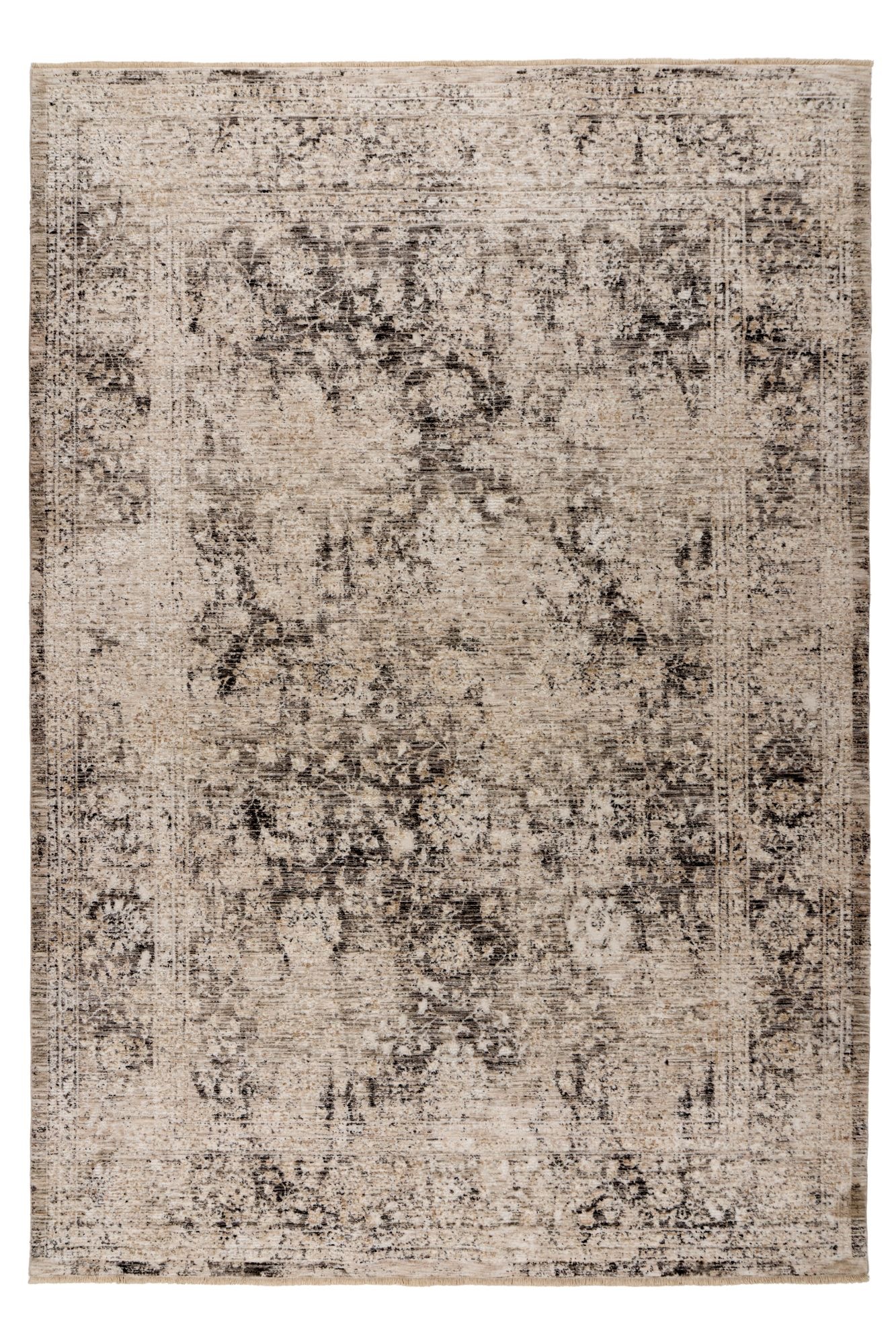 Teppich KAYOOM, B:80cm H:13mm L:150cmgrau, Polyester, Wohnzimmer, Teppiche, "Amora 258", Kurzflor, Vintage, Orient, Hoch Tief Struktur, Wohnzimmer